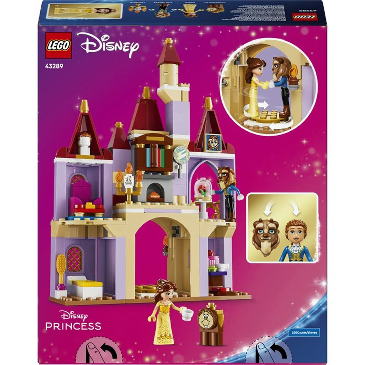 Castillo LEGO Disney con Bella, Bestia y sirvientes.