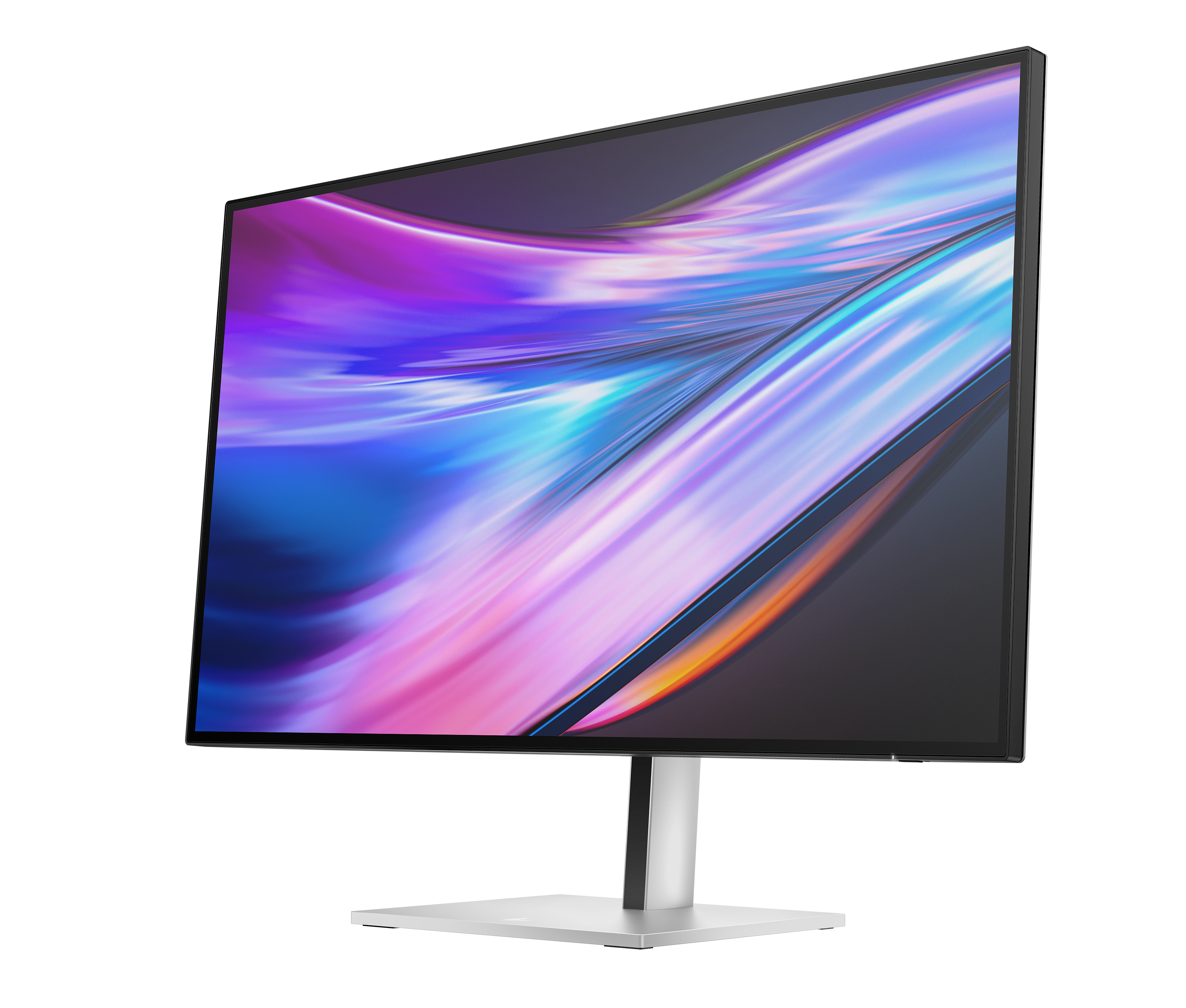 Un monitor moderno con uno sfondo astratto e colorato sullo schermo.
