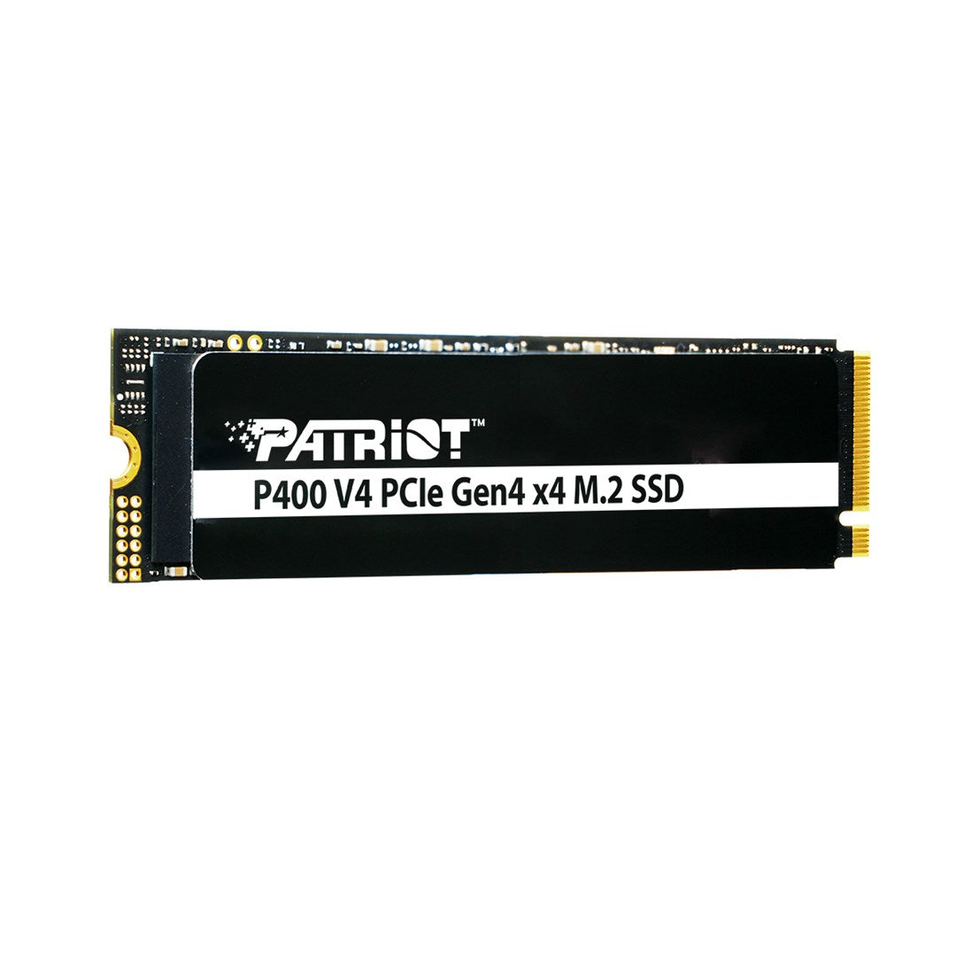 A Patriot P400 V4 PCIe Gen4 x4 M.2 SSD on a white background.