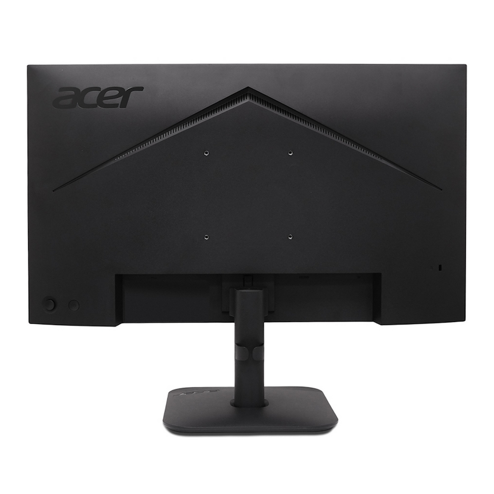 Il retro di un monitor Acer nero con supporto. Il logo Acer è visibile.