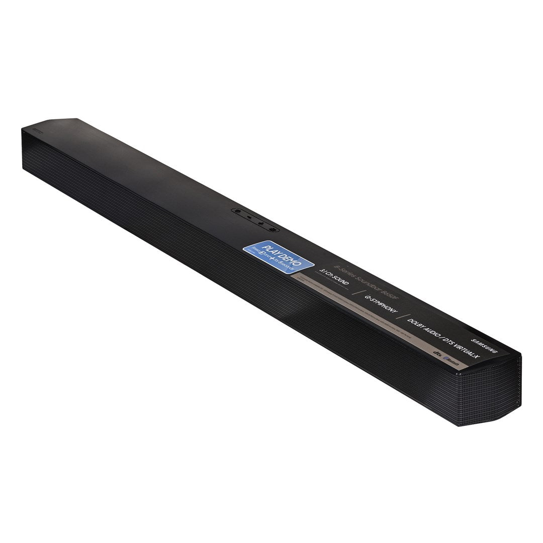 Schwarze Samsung 3.1-Kanal-Soundbar mit Q-Symphony, Dolby Audio, DTS Virtual:X.