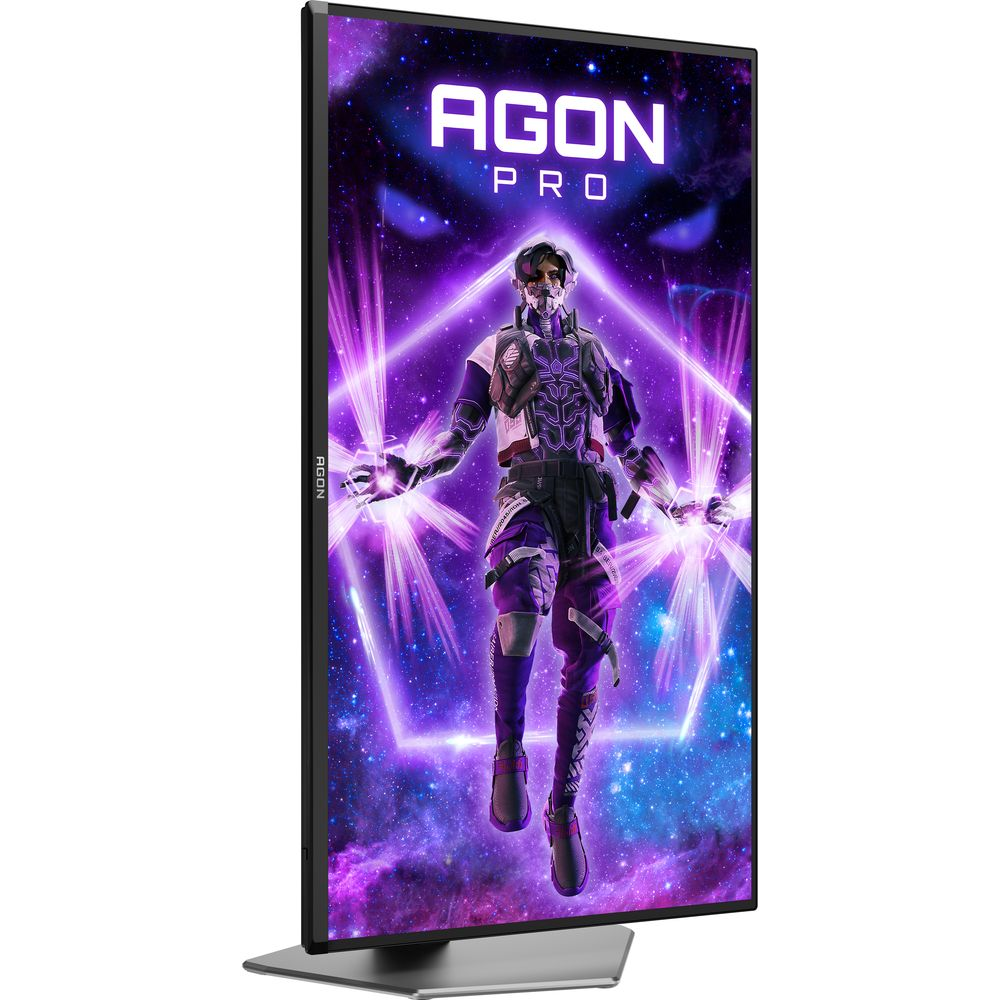 Un monitor da gaming AGON PRO che mostra un guerriero futuristico sullo schermo.
