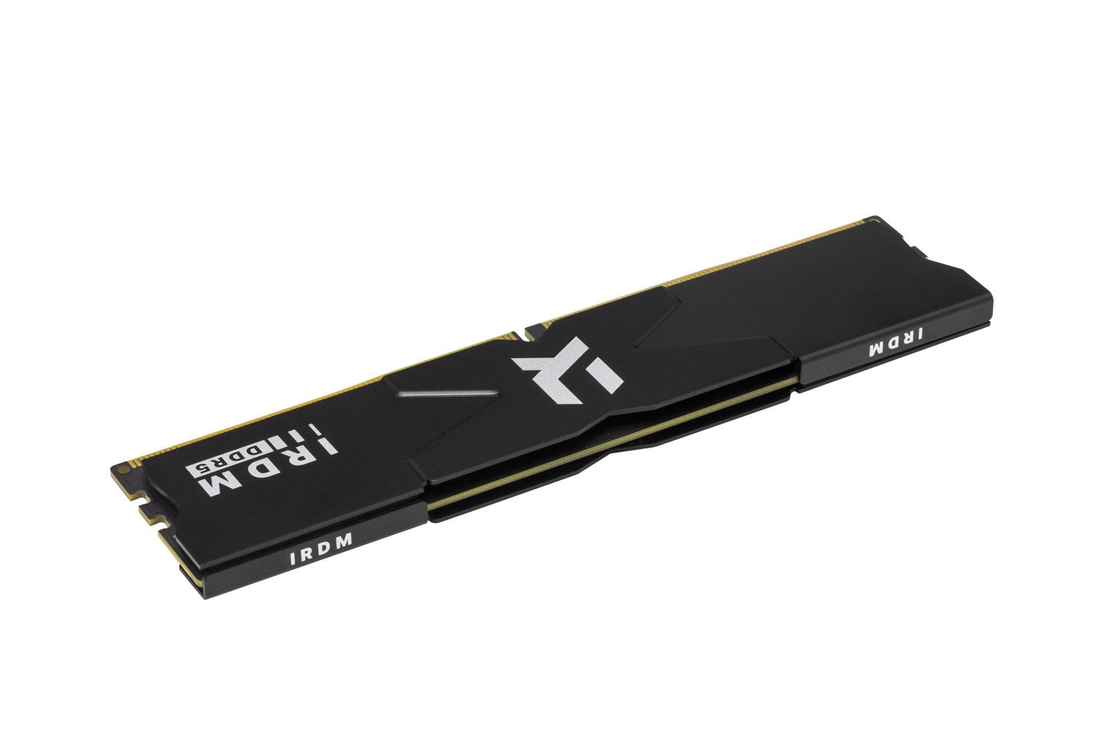 Czarny moduł RAM DDR5 ze srebrnym logo i napisem.