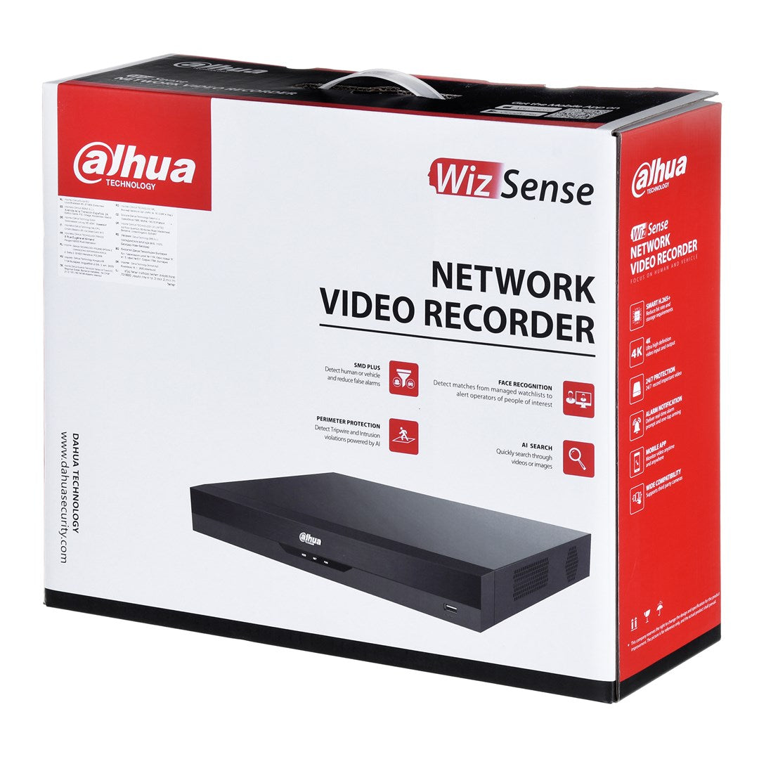 Verpackung eines Dahua Wiz Sense Netzwerk-Videorekorders mit Frontansicht.