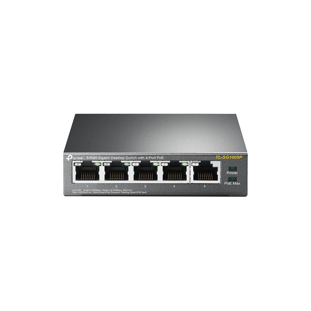 Switch desktop TP-Link Gigabit 5 porte con 4 porte PoE.