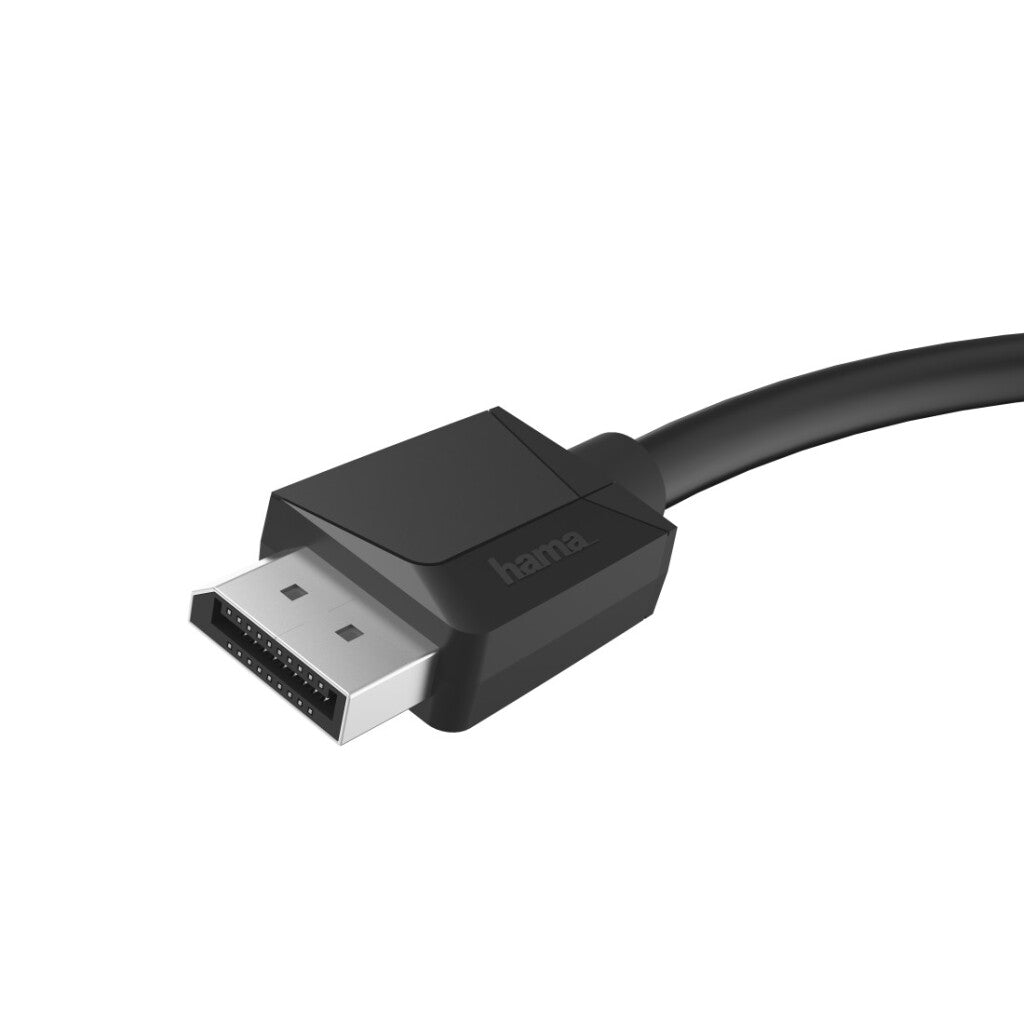 Schwarzer HDMI-Stecker mit Hama-Logo auf weißem Hintergrund.