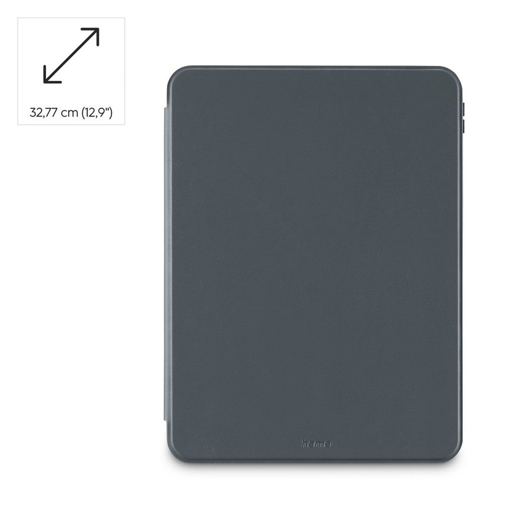 Graues Tablet-Case mit Hama-Logo. Maße: 32,77 cm (12,9 Zoll).