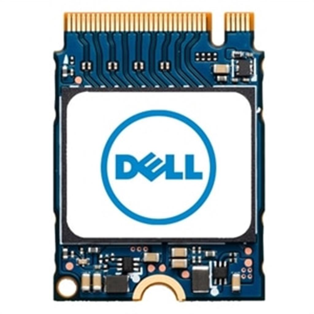 Eine blaue Dell SSD mit goldfarbenen Kontakten und Komponenten.