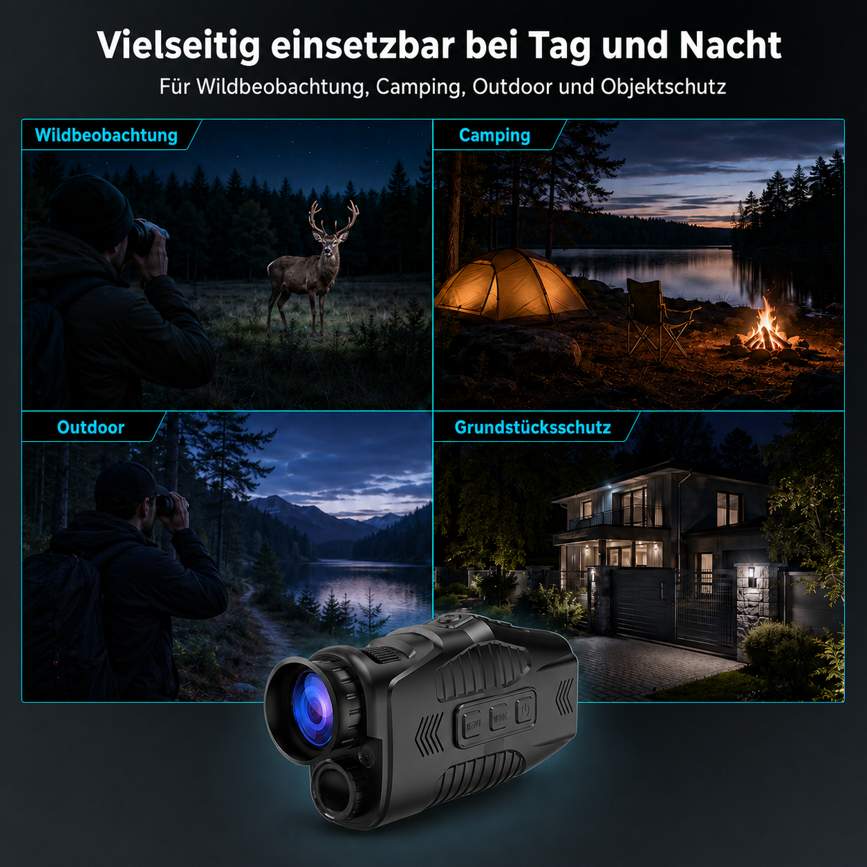 Vielseitiges Nachtsichtgerät für Wildbeobachtung, Camping, Outdoor und Objektschutz.