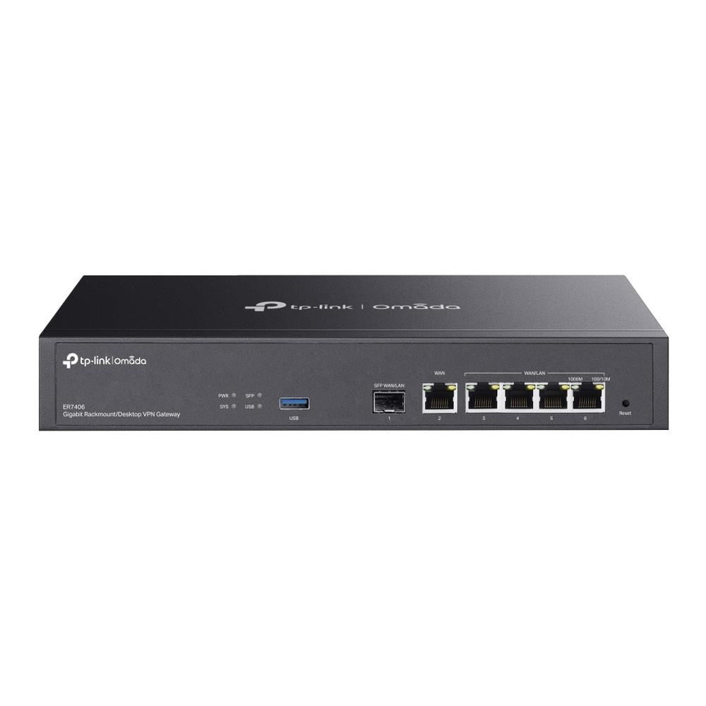 TP-Link Omada ER7406 Gigabit VPN Gateway met meerdere poorten.