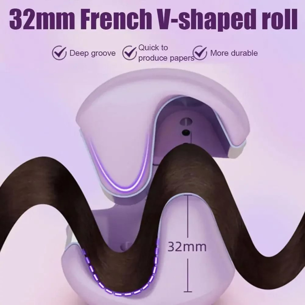 Rollo francés en V de 32 mm con ranura profunda, rápido para producir papeles, más duradero.