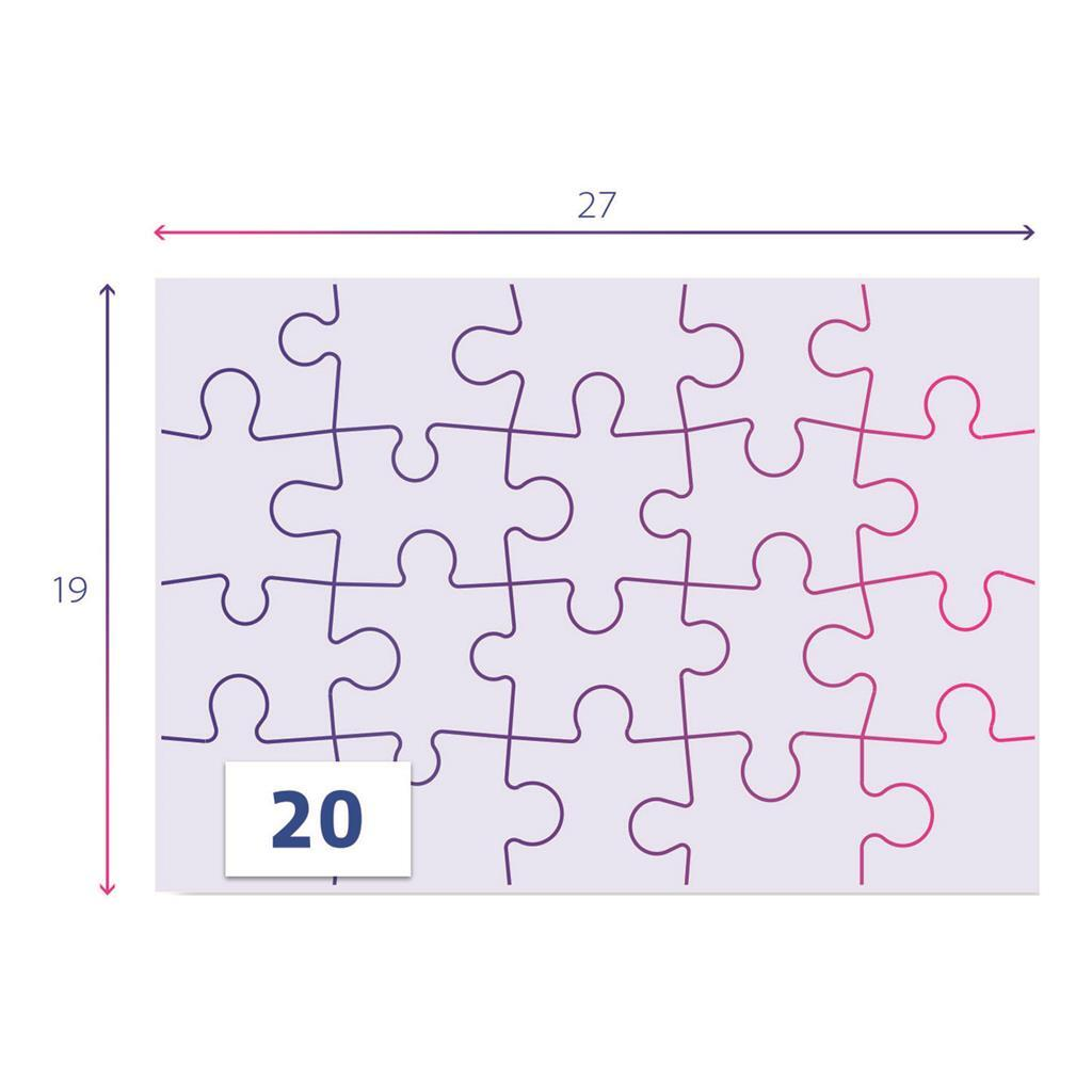 A puzzle made of purple and pink pieces on a white background.
