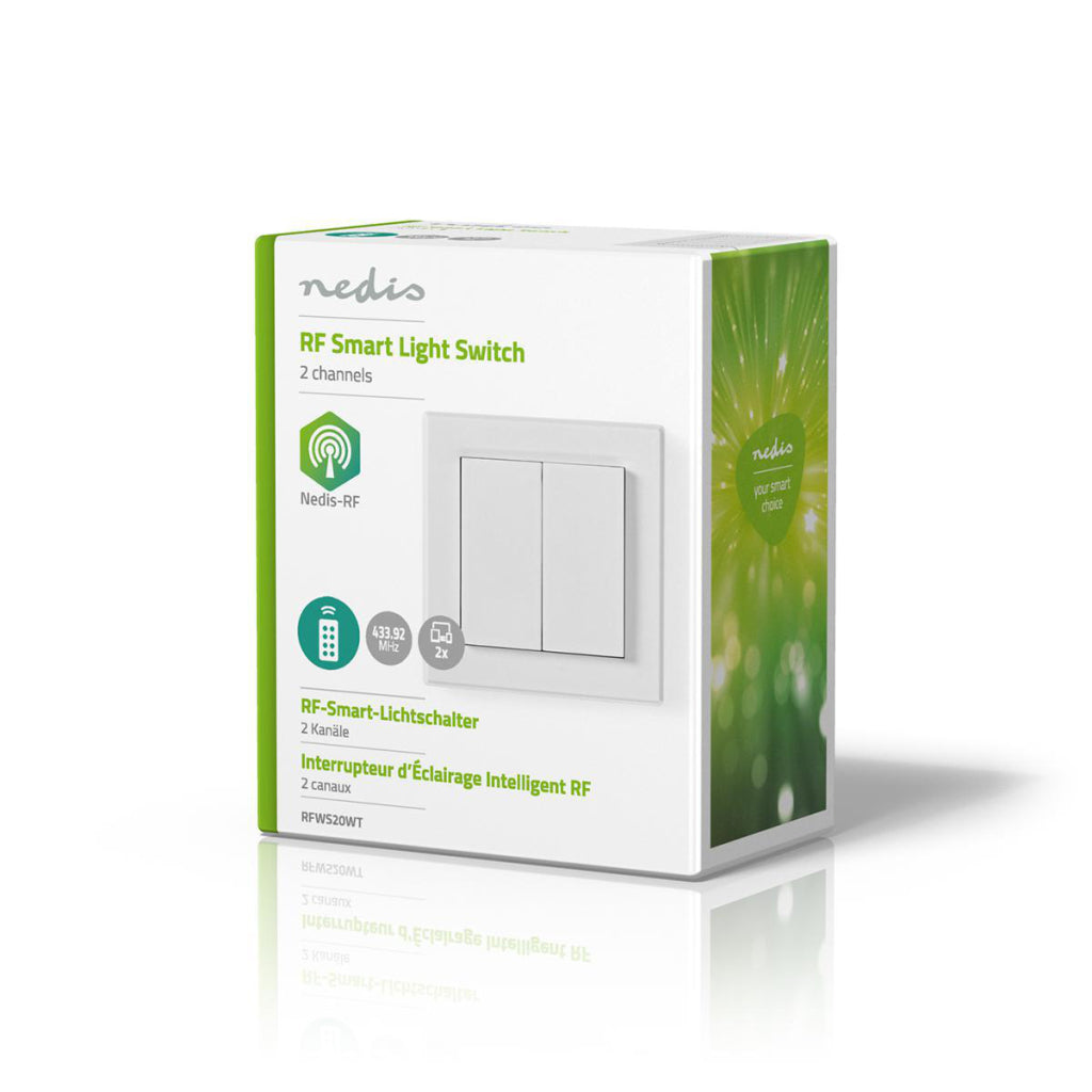 Package of a Nedis RF Smart Light Switch with two channels.