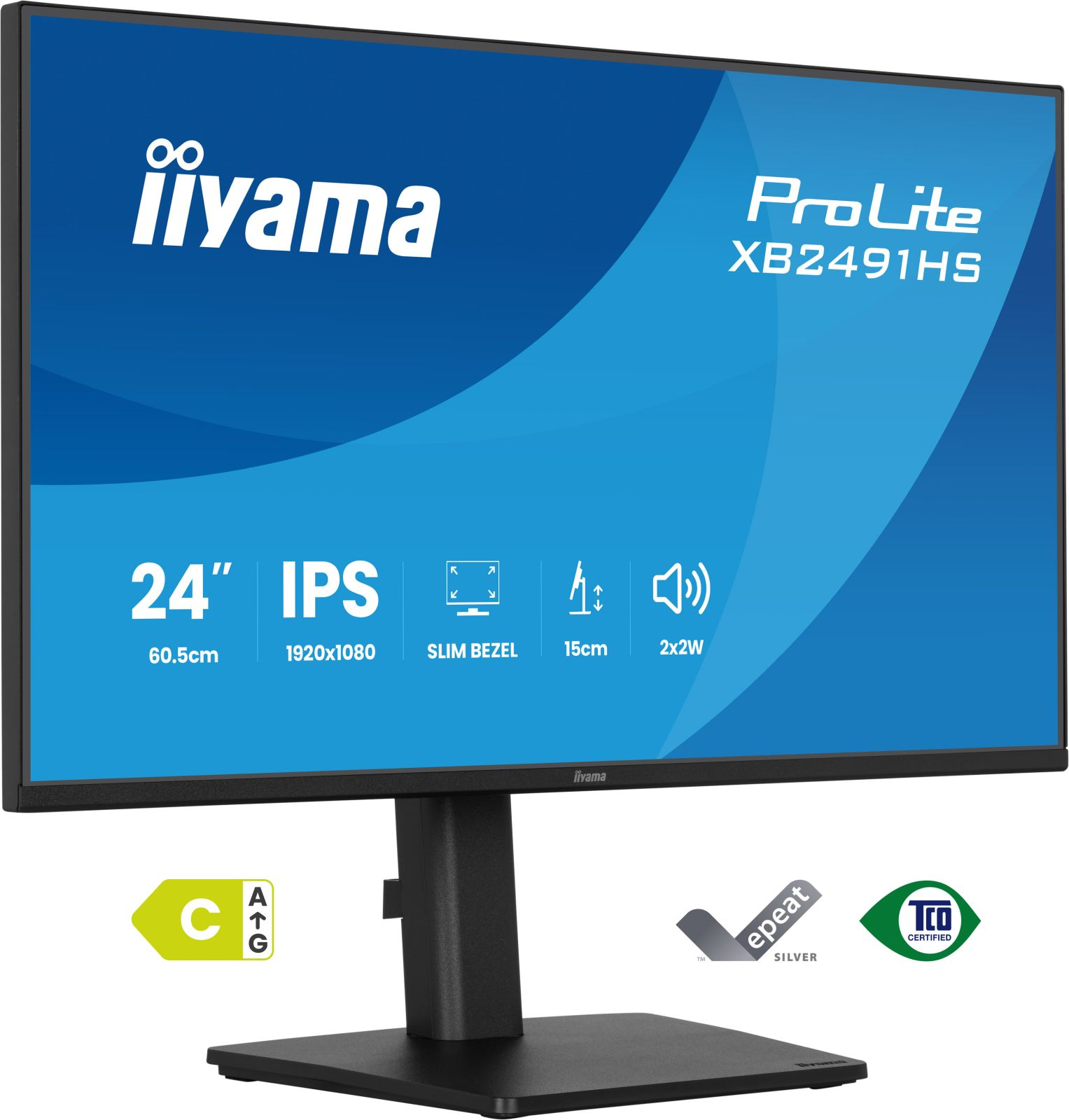 Iiyama ProLite XB2491HS: IPS 24", 1920x1080, cornice sottile, 15cm altezza, altoparlanti 2x2W.