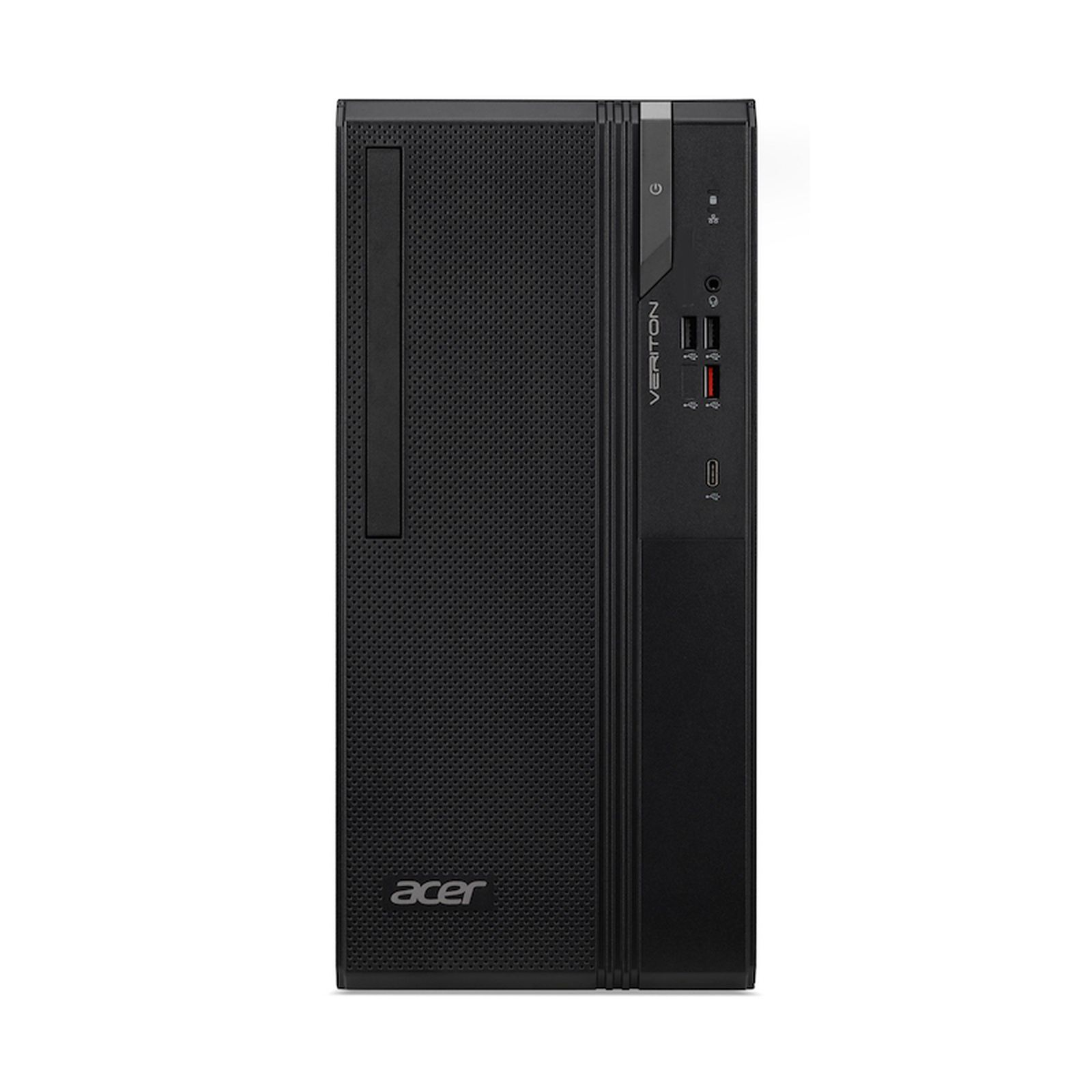 PC Acer Veriton nero con porte USB e pulsante di accensione.