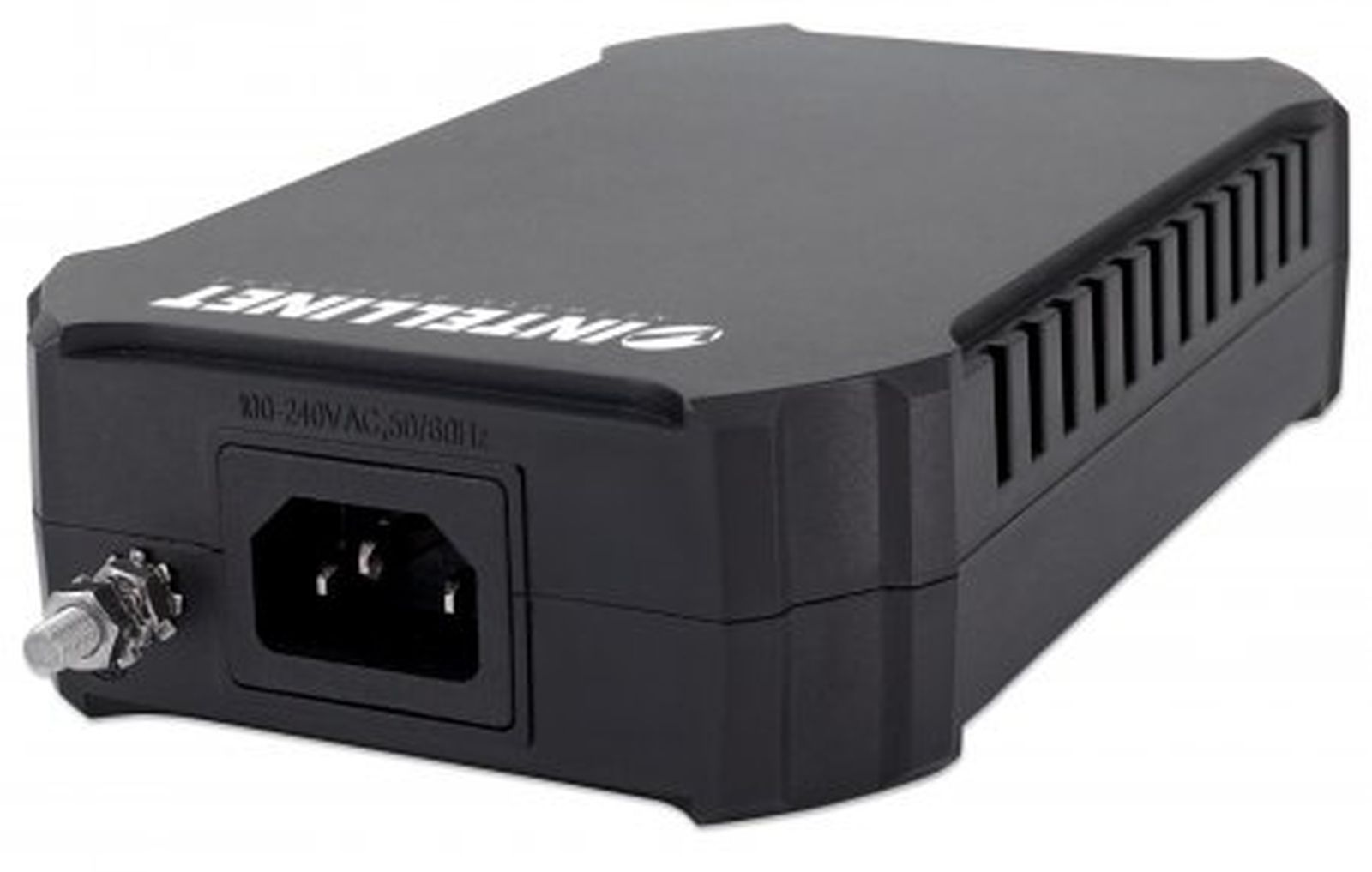 Zwarte stroomadapter met INTELINET-logo, 100-240V AC, 50/60Hz ingang.