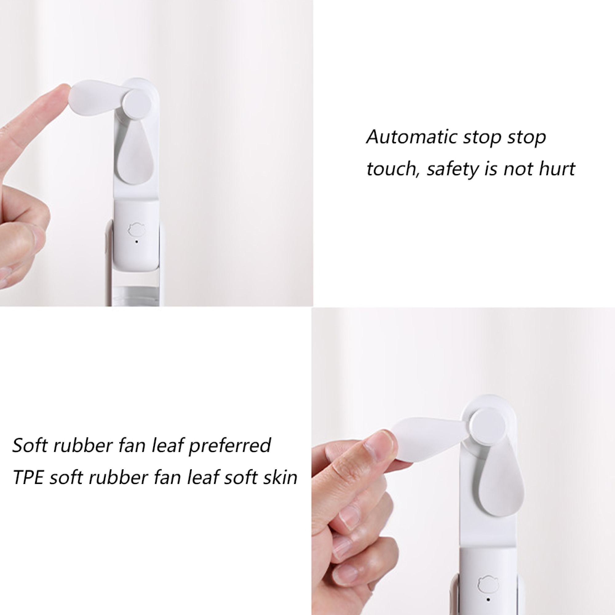 Ein Finger berührt einen weißen Fächer mit weichen Blättern.