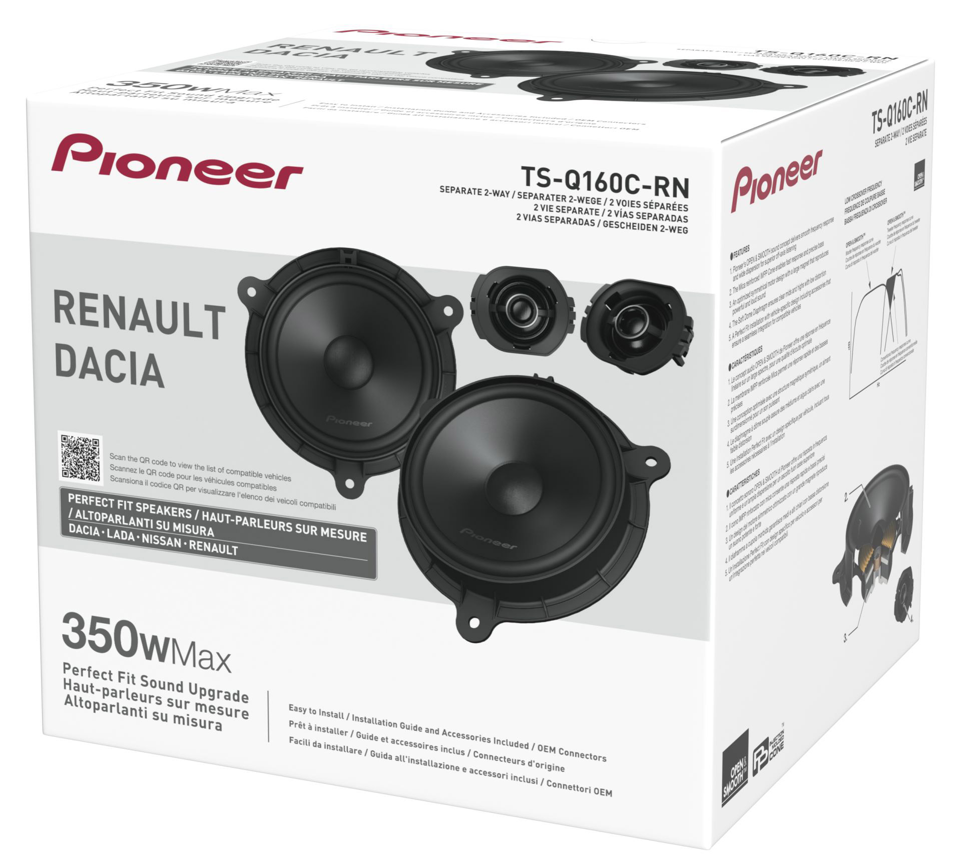 Pioneer TS-Q160C-RN Lautsprecher-Set für Renault und Dacia, 350W Max.