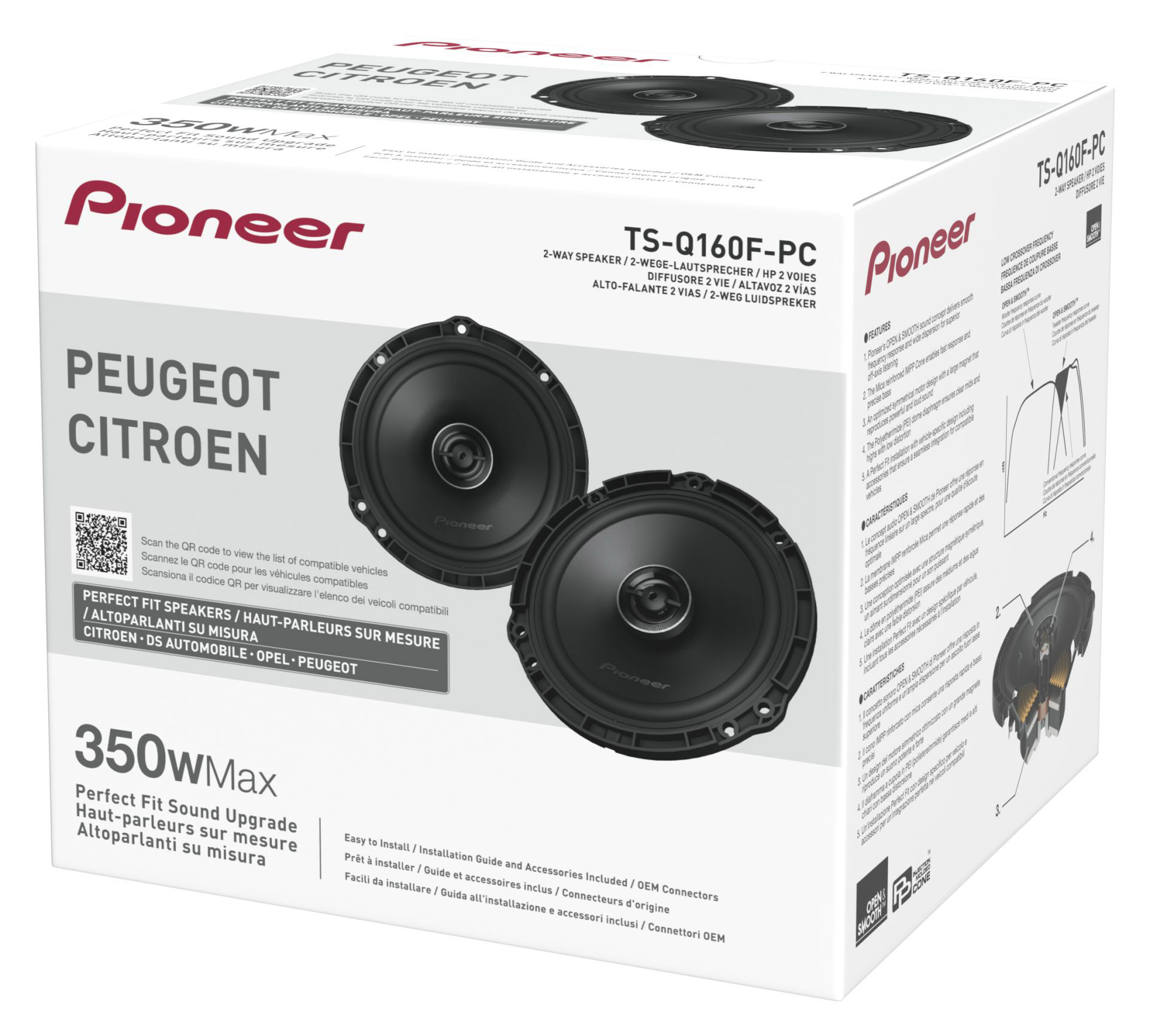 Pioneer Lautsprecher TS-Q160F-PC für Peugeot/Citroen mit 350W Max.