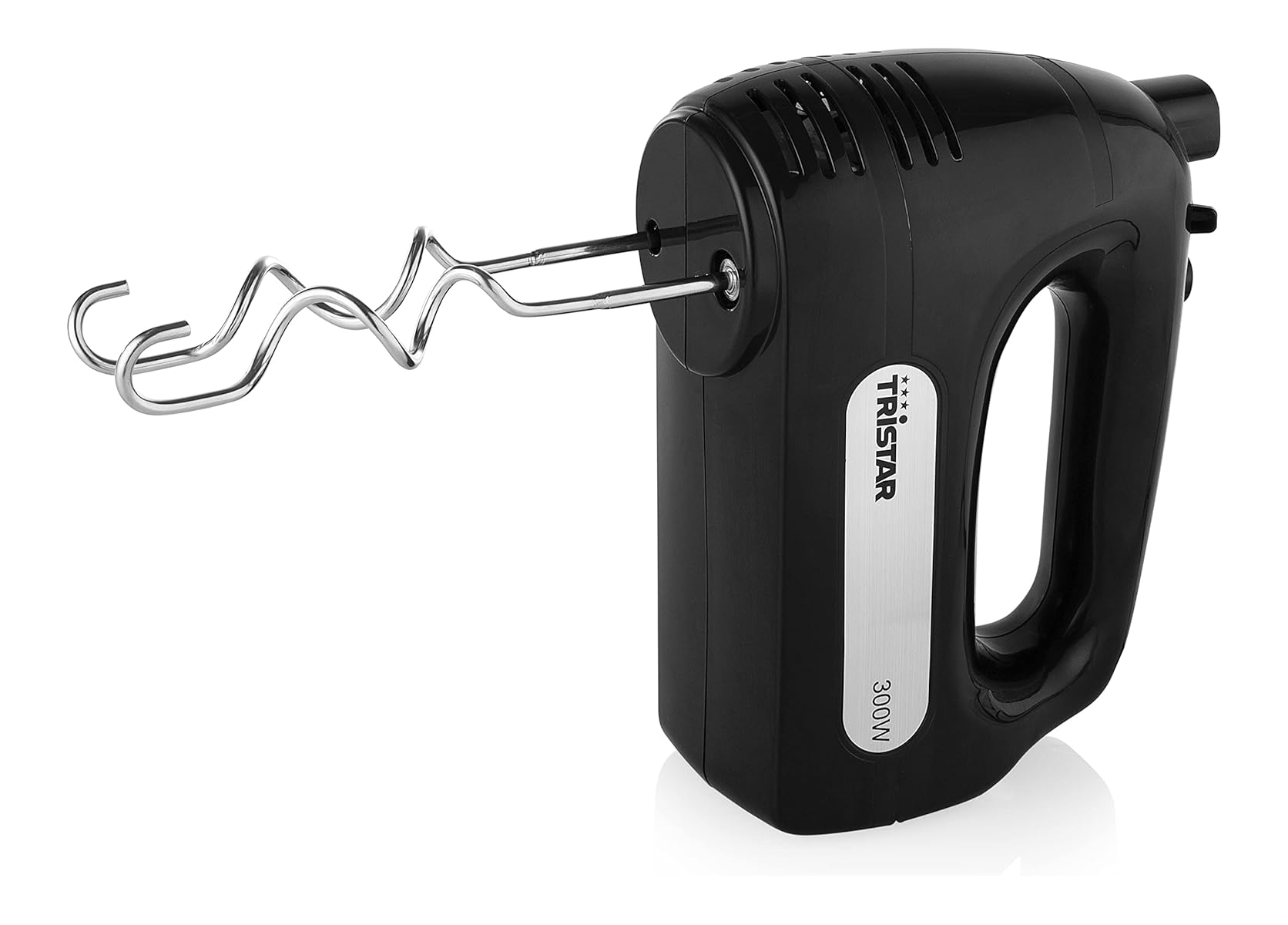 Schwarzer Handmixer von Tristar mit zwei Rührbesen, 300W.