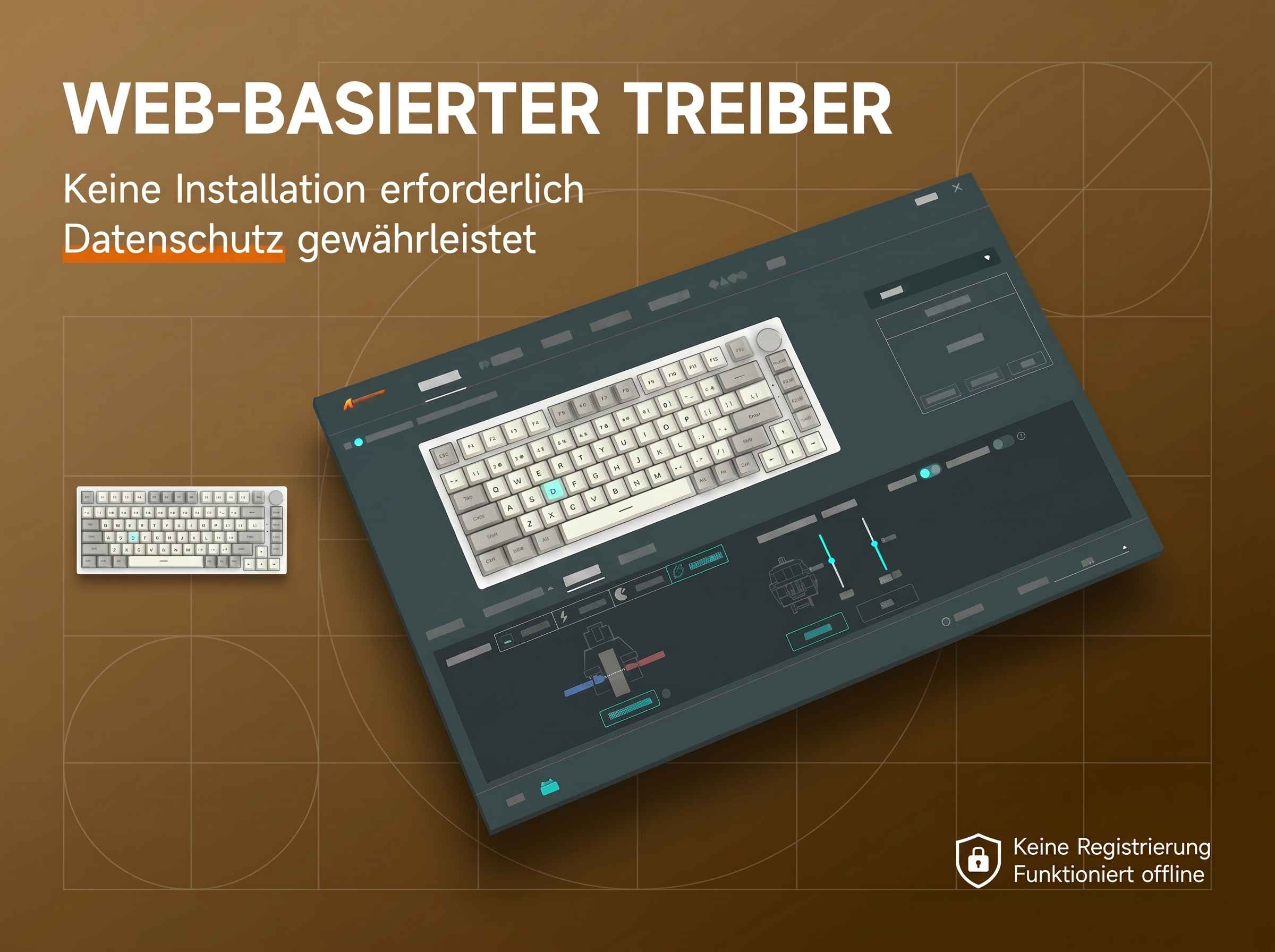 Webbasierter Treiber: Keine Installation, Datenschutz, keine Registrierung, offline.