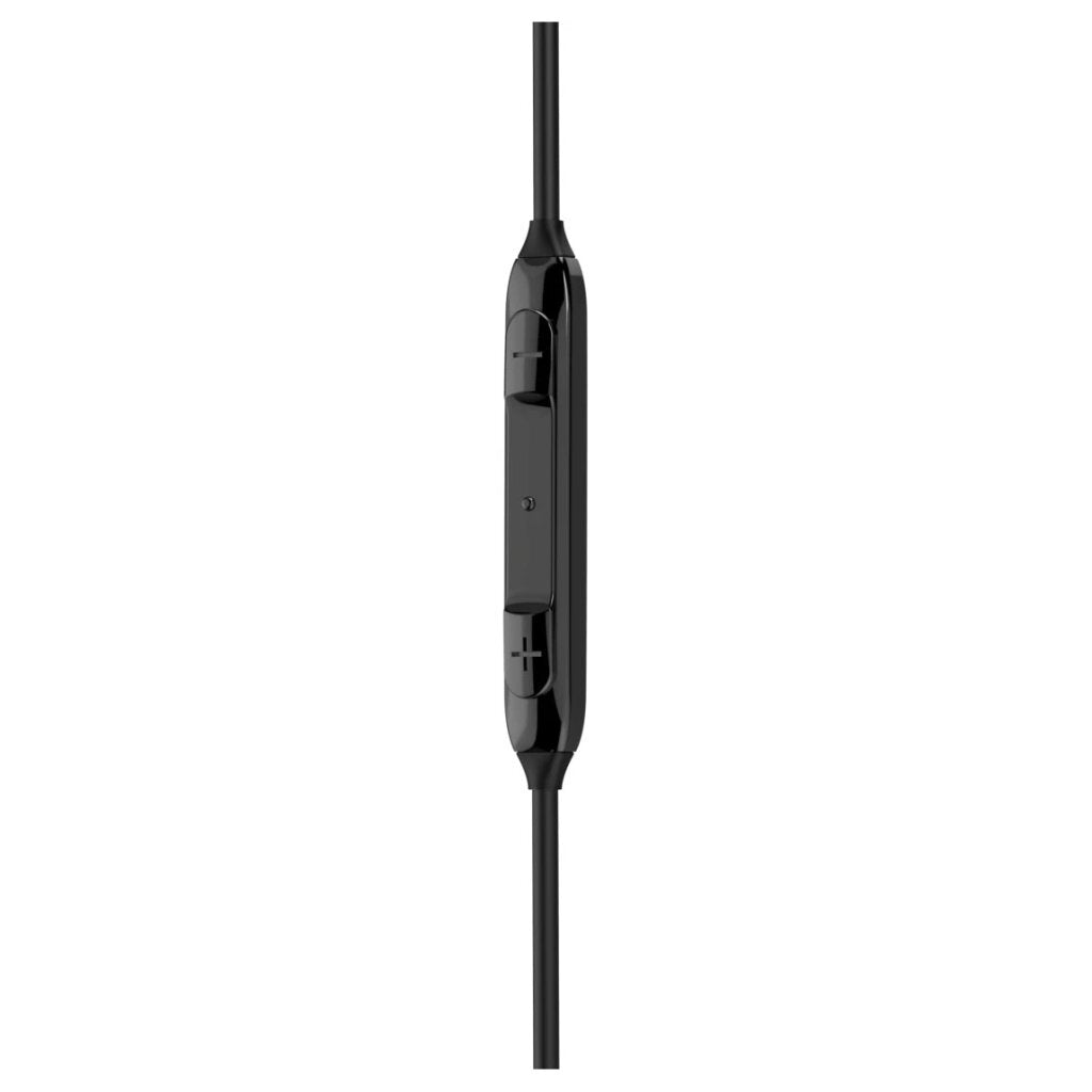 Schwarzes Kabel mit Lautstärketasten und Mitteltaste.