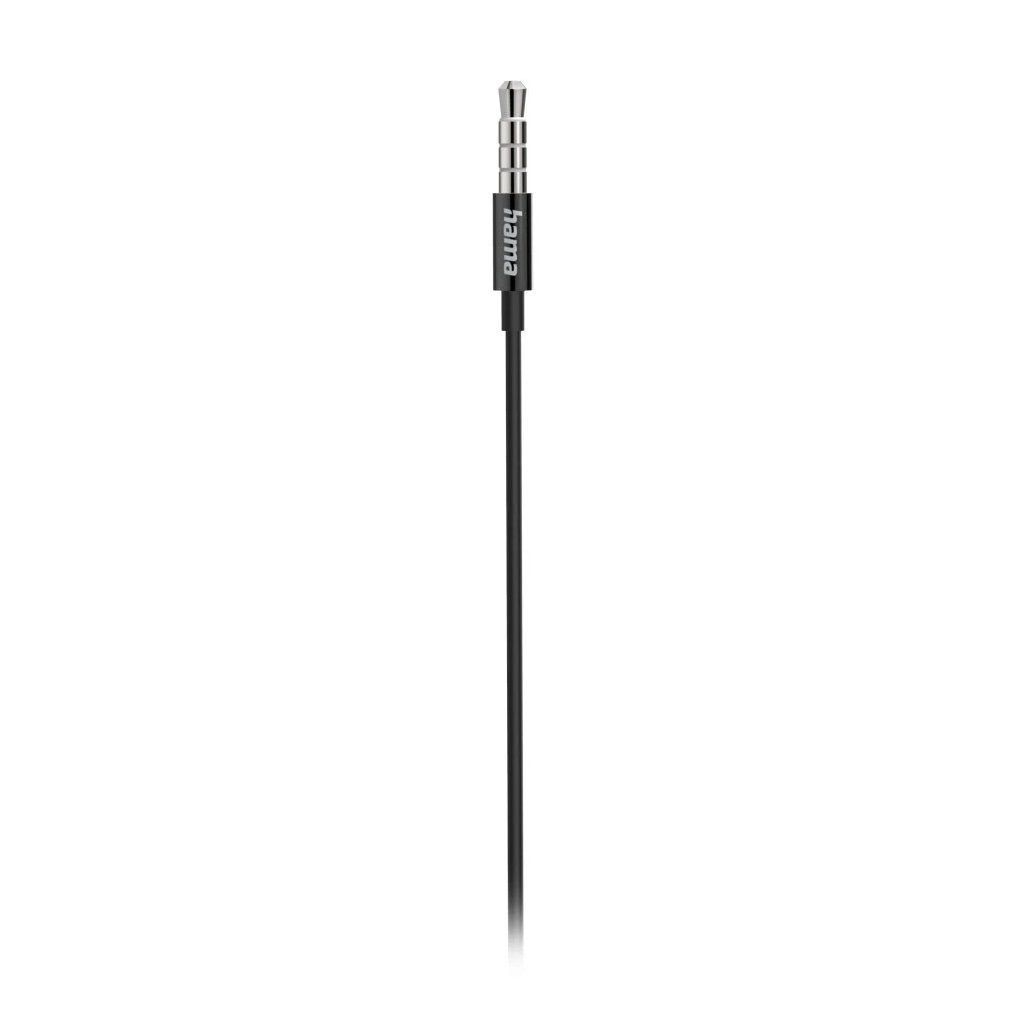 Ein Hama-Audioanschlusskabel mit silbernem Stecker und schwarzem Kabel.
