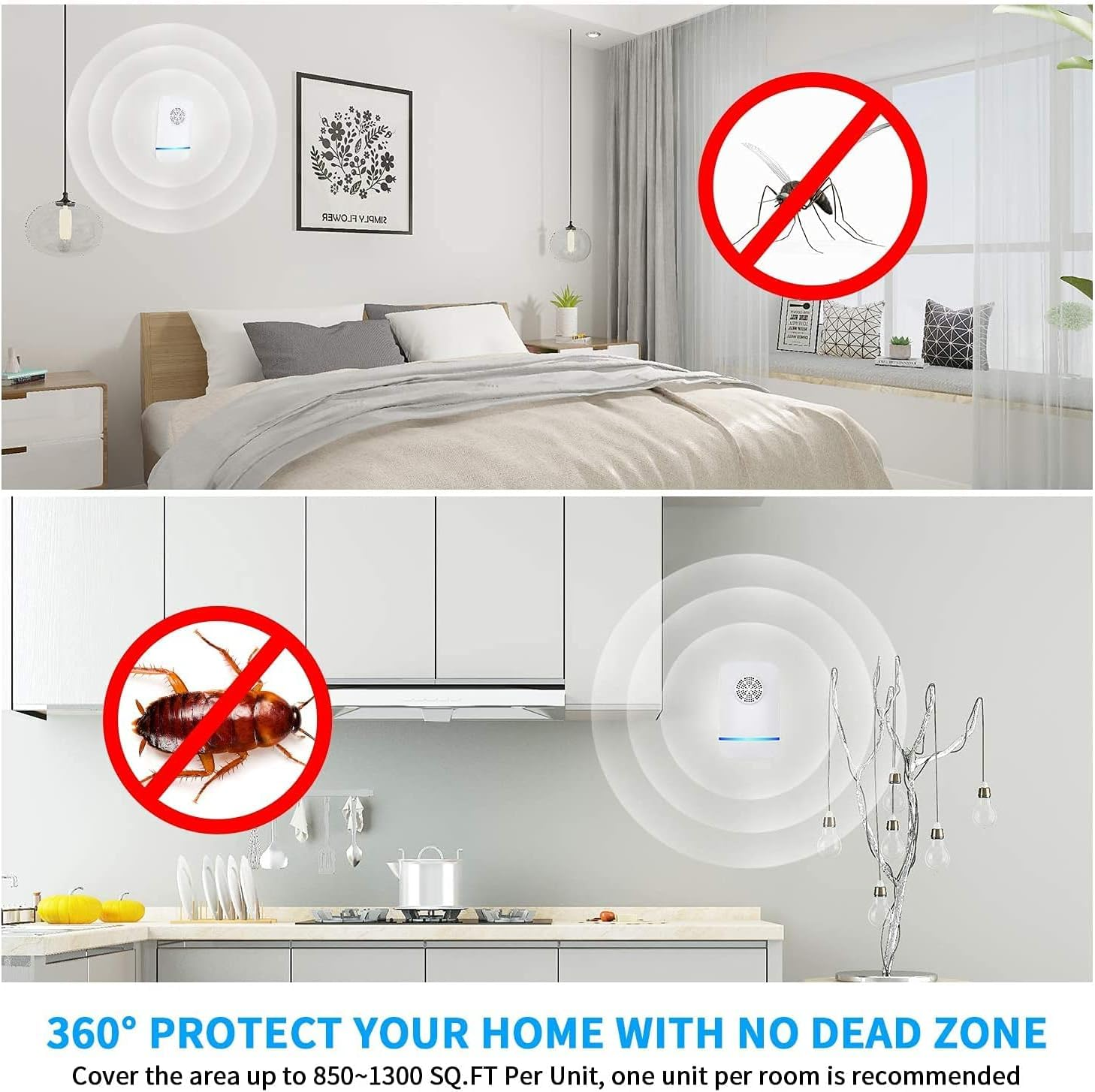 Schädlingsbekämpfer in Schlafzimmer und Küche, Mücken und Kakerlaken verboten.