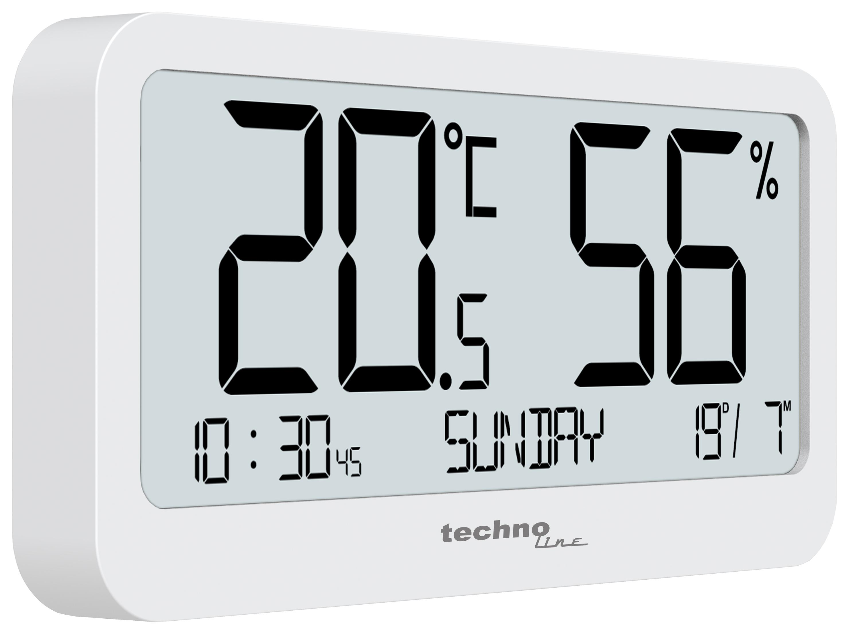 Digitales Thermo-Hygrometer zeigt 20°C, 56% Luftfeuchtigkeit, Sonntag, 10:30.