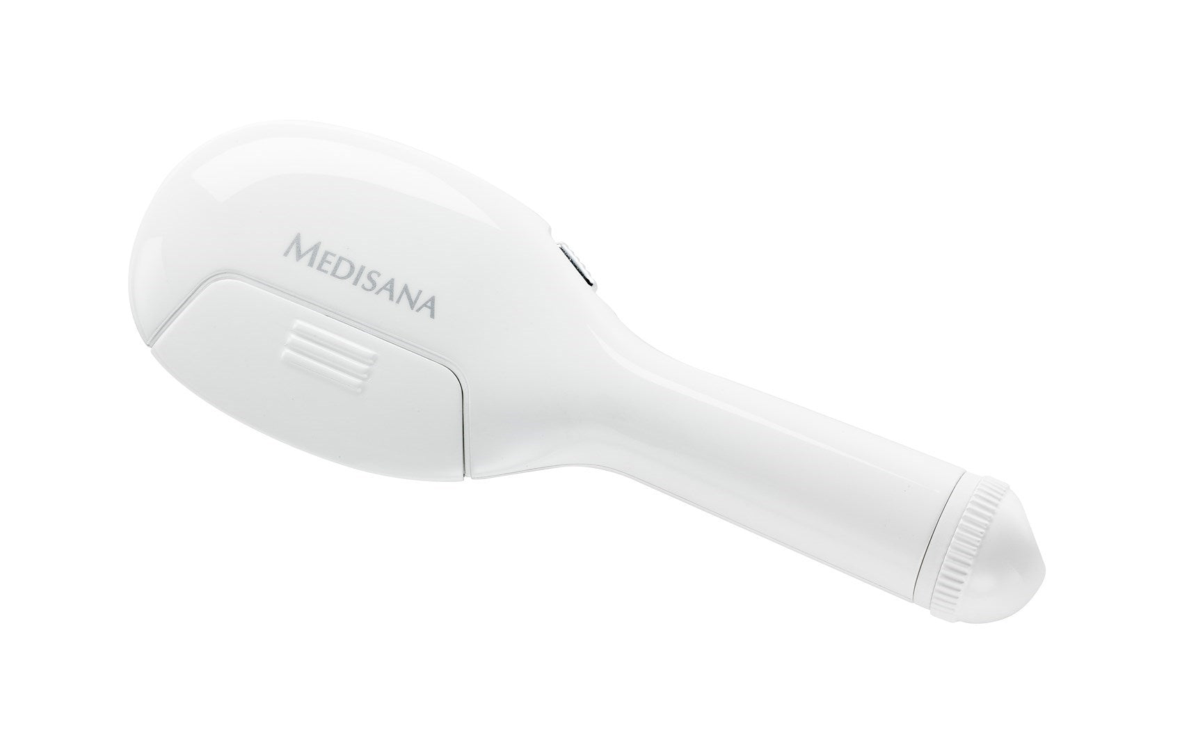 Un appareil blanc et élégant tenu à la main avec le logo MEDISANA.