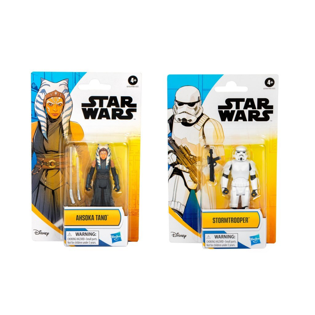 Action figure di Star Wars: Ahsoka Tano e Stormtrooper in confezione.