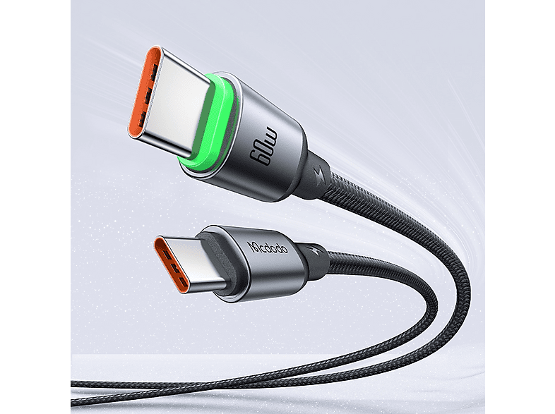 MCDODO CA-6872 Type-C Type-C 60 W PD Hızlı E-Marker Çipli Easy Series Örgü 3m Şarj Kablosu Siyah