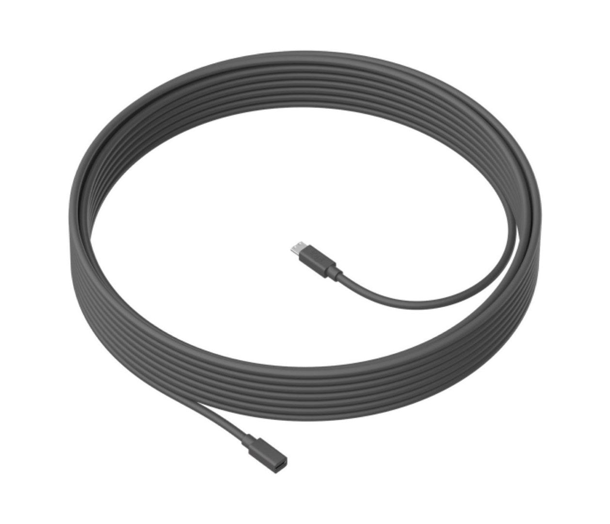 Un cable USB-C negro está enrollado en un bucle.