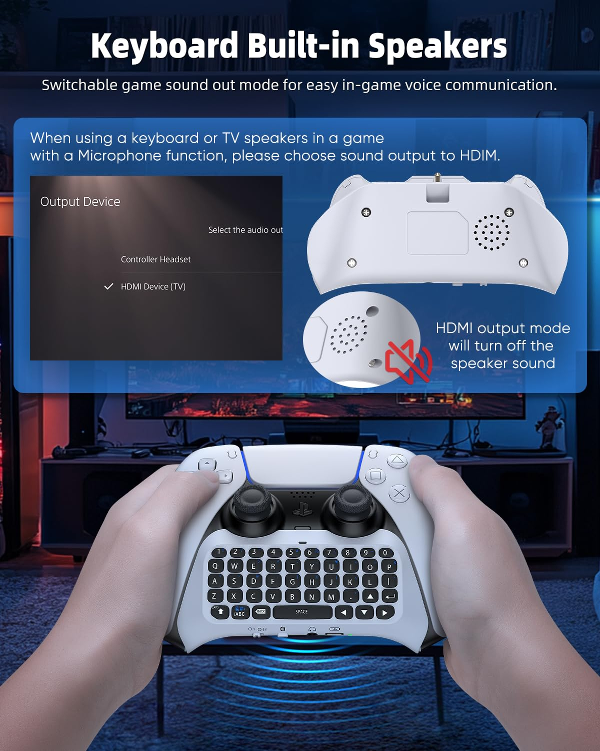 Ein Controller mit Tastatur und Bildschirmmenü für Audioausgabe.
