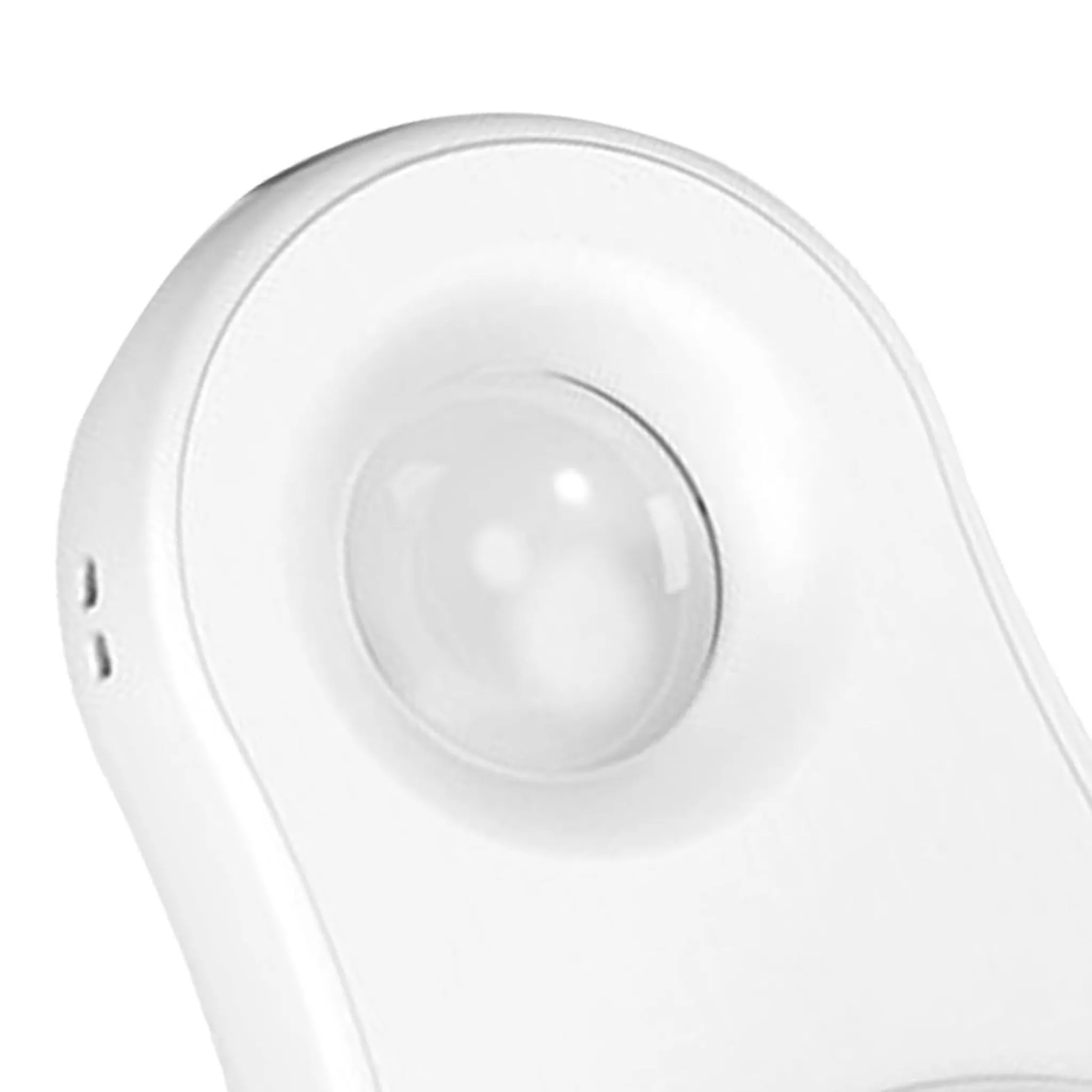 Ein weißes Gerät mit einem transparenten kreisförmigen Sensor auf der Vorderseite.