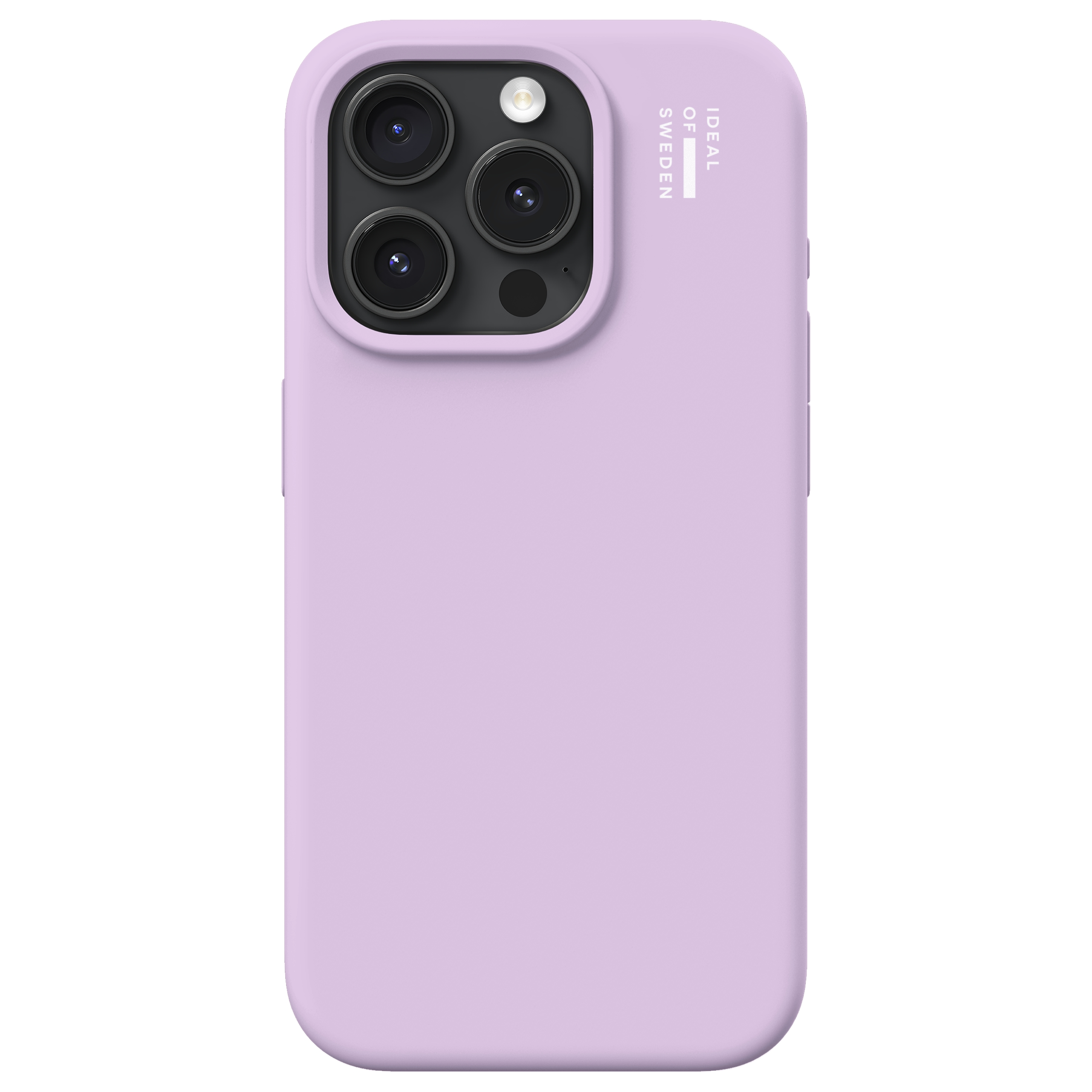 Ein lila iPhone-Hülle mit dreifacher Kamera und Blitz auf der Rückseite.