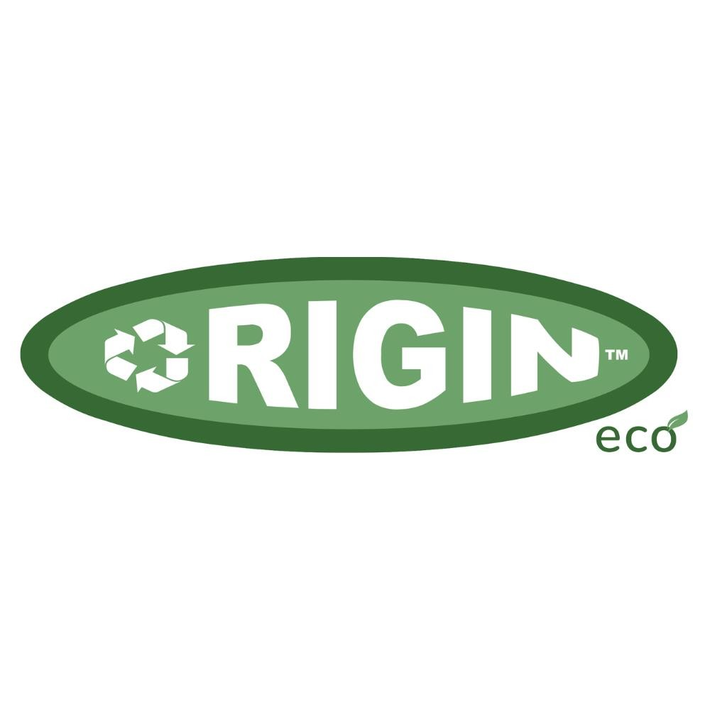 Ovale verde con testo bianco 'ORIGIN' e simbolo di riciclo.