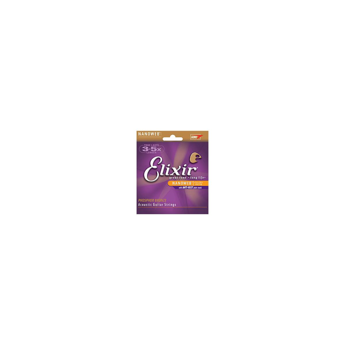 Elixir NANOWEB Fosfor Bronz Akustik Gitar Teli ambalajı.