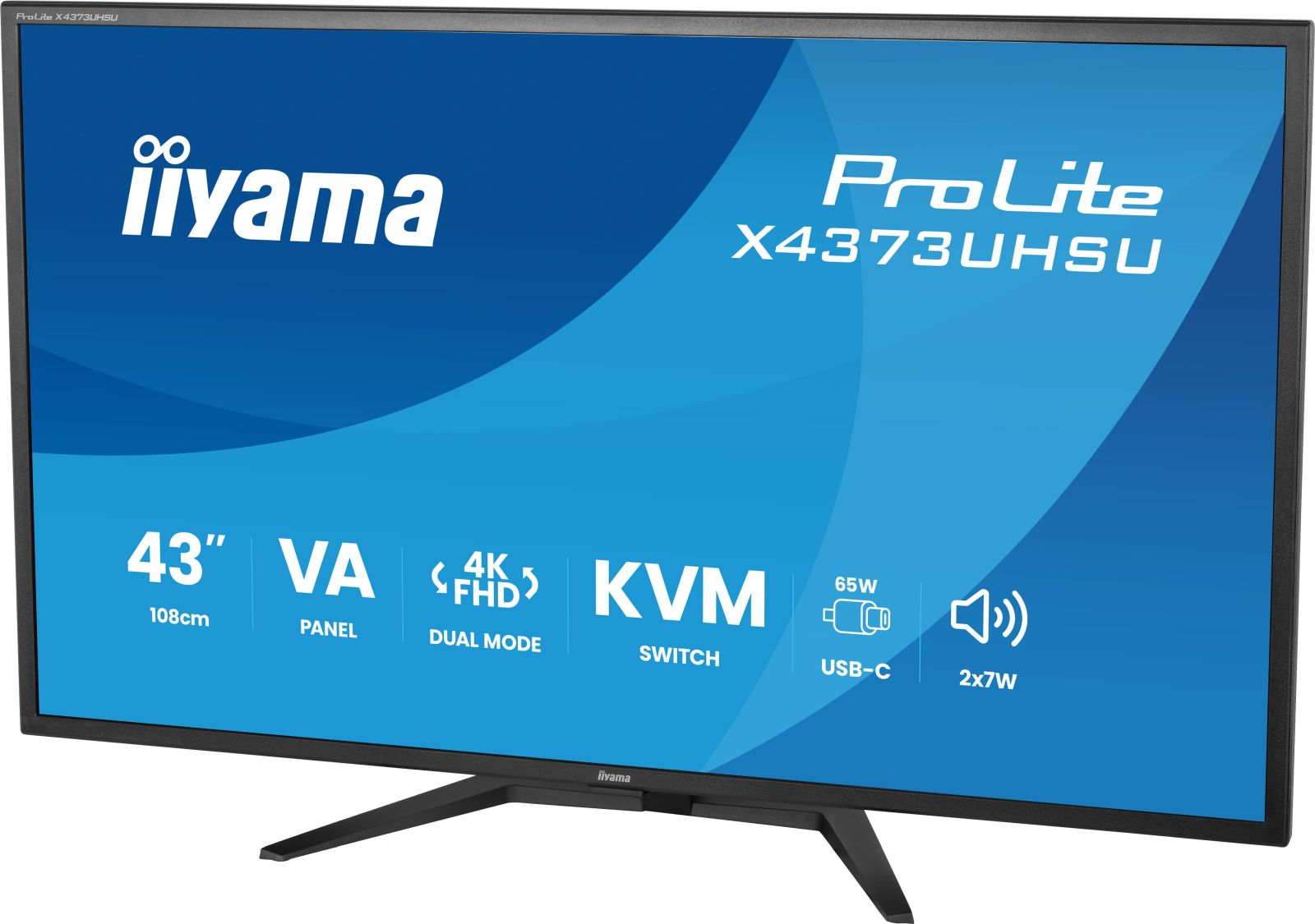 Monitor Iiyama ProLite X4373UHSU: 43", VA, 4K, KVM, USB-C 65W, altoparlanti.