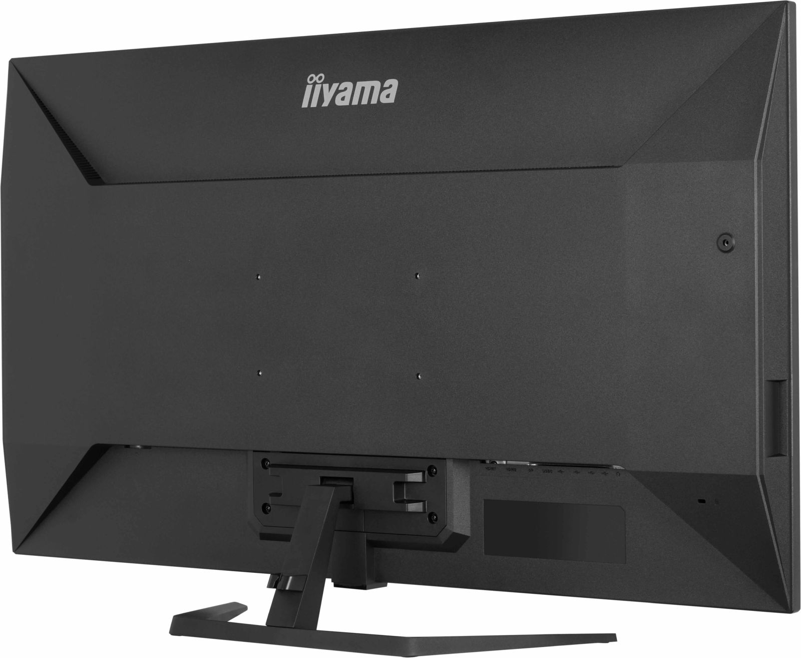Retro di un monitor Iiyama nero con supporto e porte visibili.