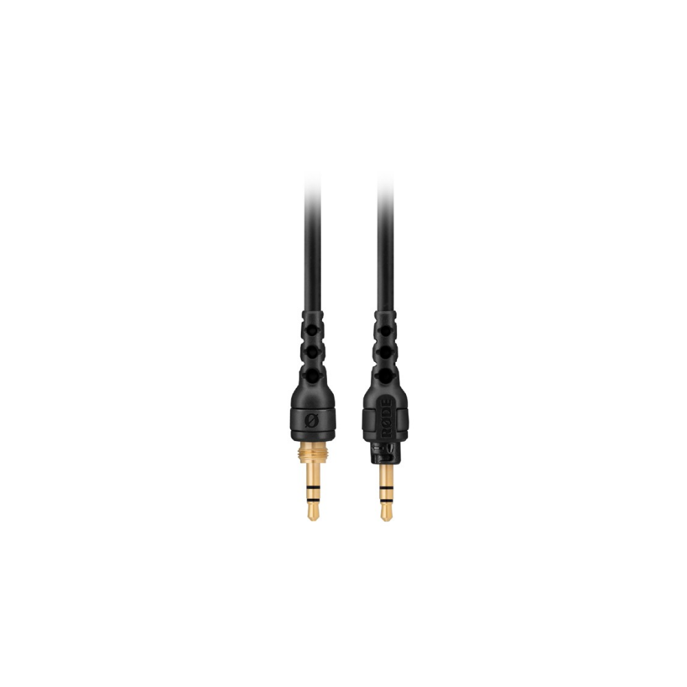 Two black audio cables with gold connectors and black grips.