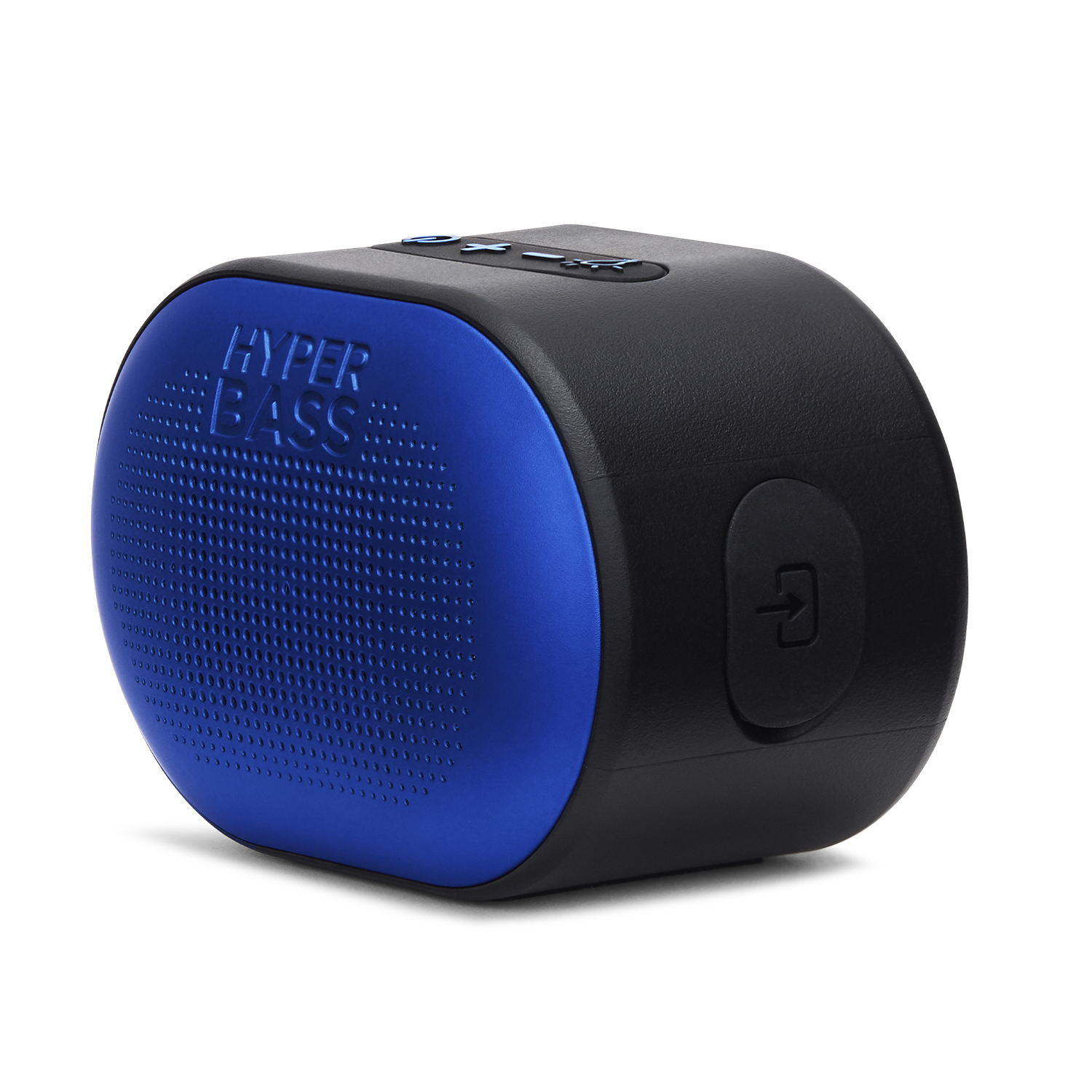 Un altavoz portátil azul y negro con 