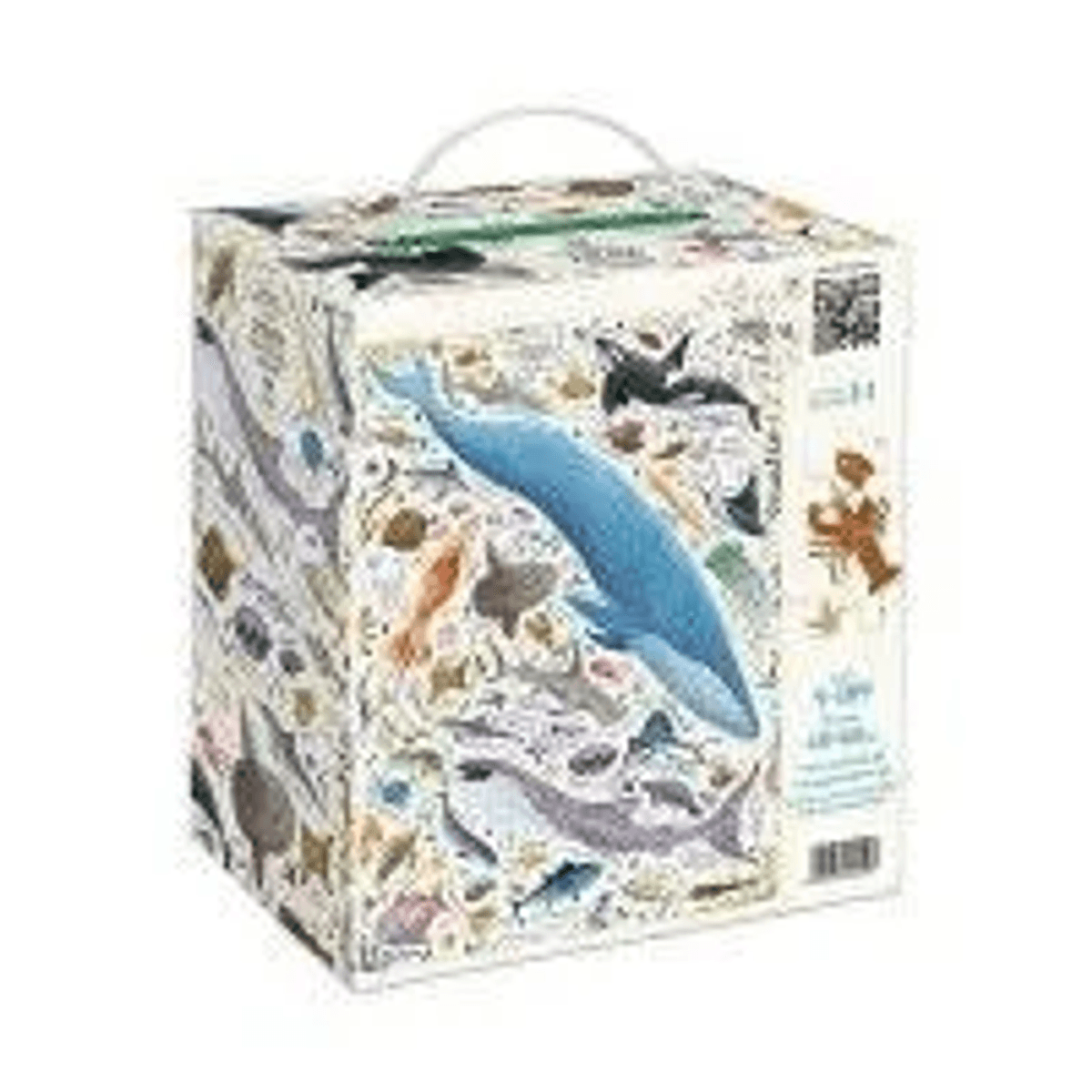 Verpackung mit Walen und Fischen, Illustrationen von Meeresleben.