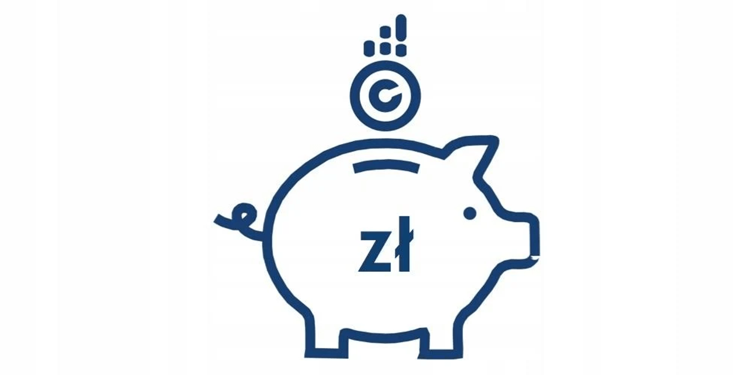 Eine blaue Sparschweingrafik mit dem Schriftzug "zł" und Münzsymbol.