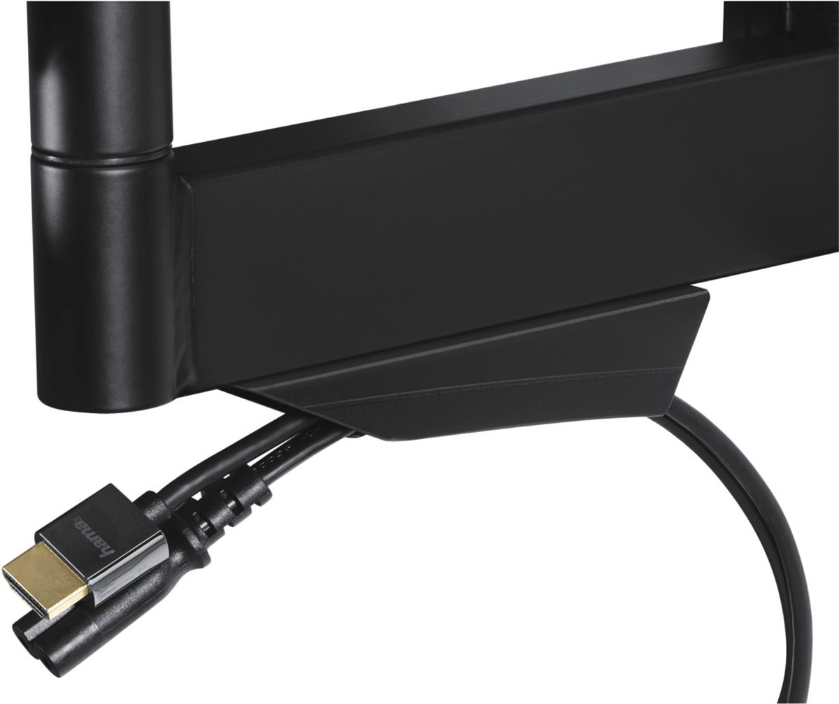 Zwarte houder met Hama HDMI-kabel en connector.