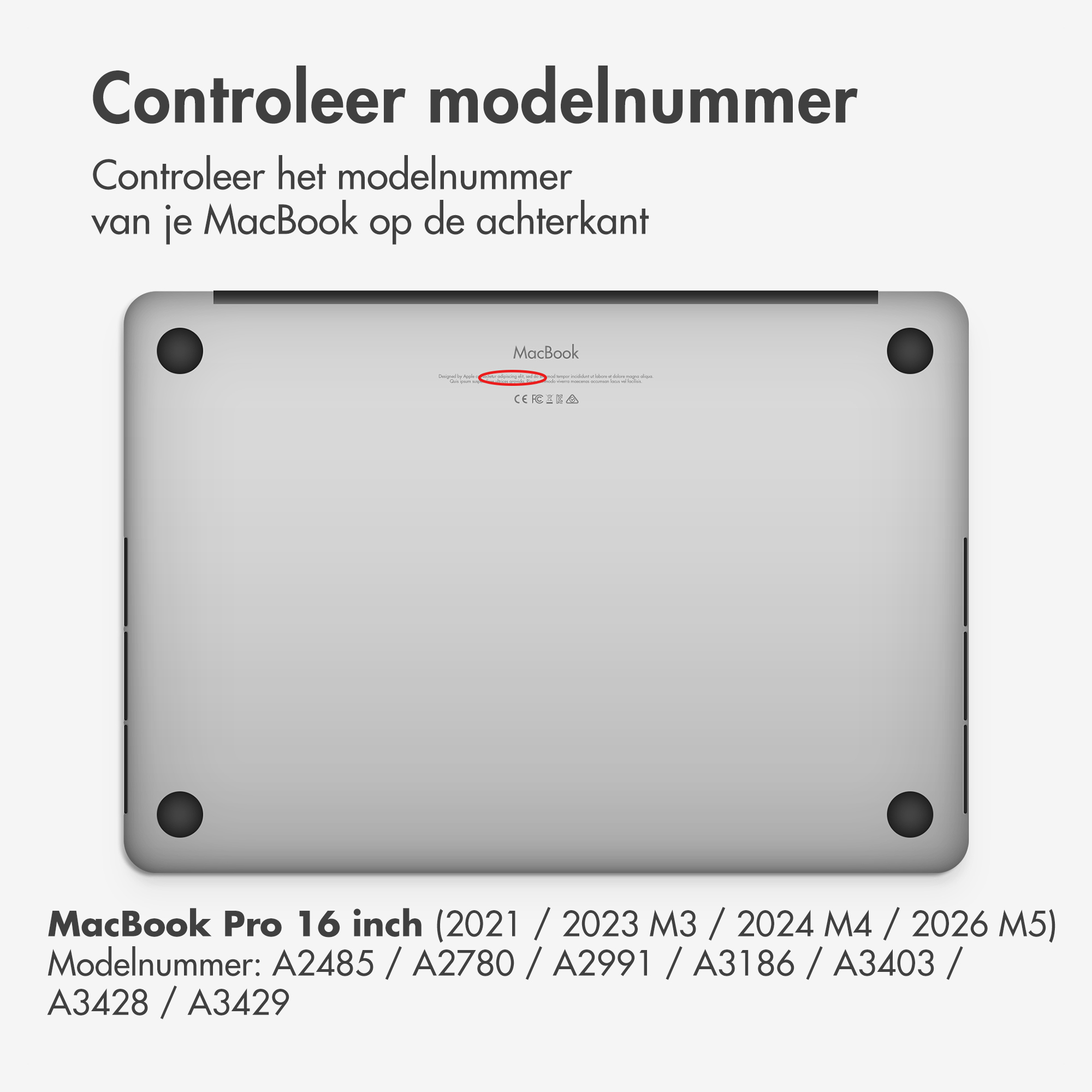 Unterseite eines silbernen MacBooks mit Modellnummer.