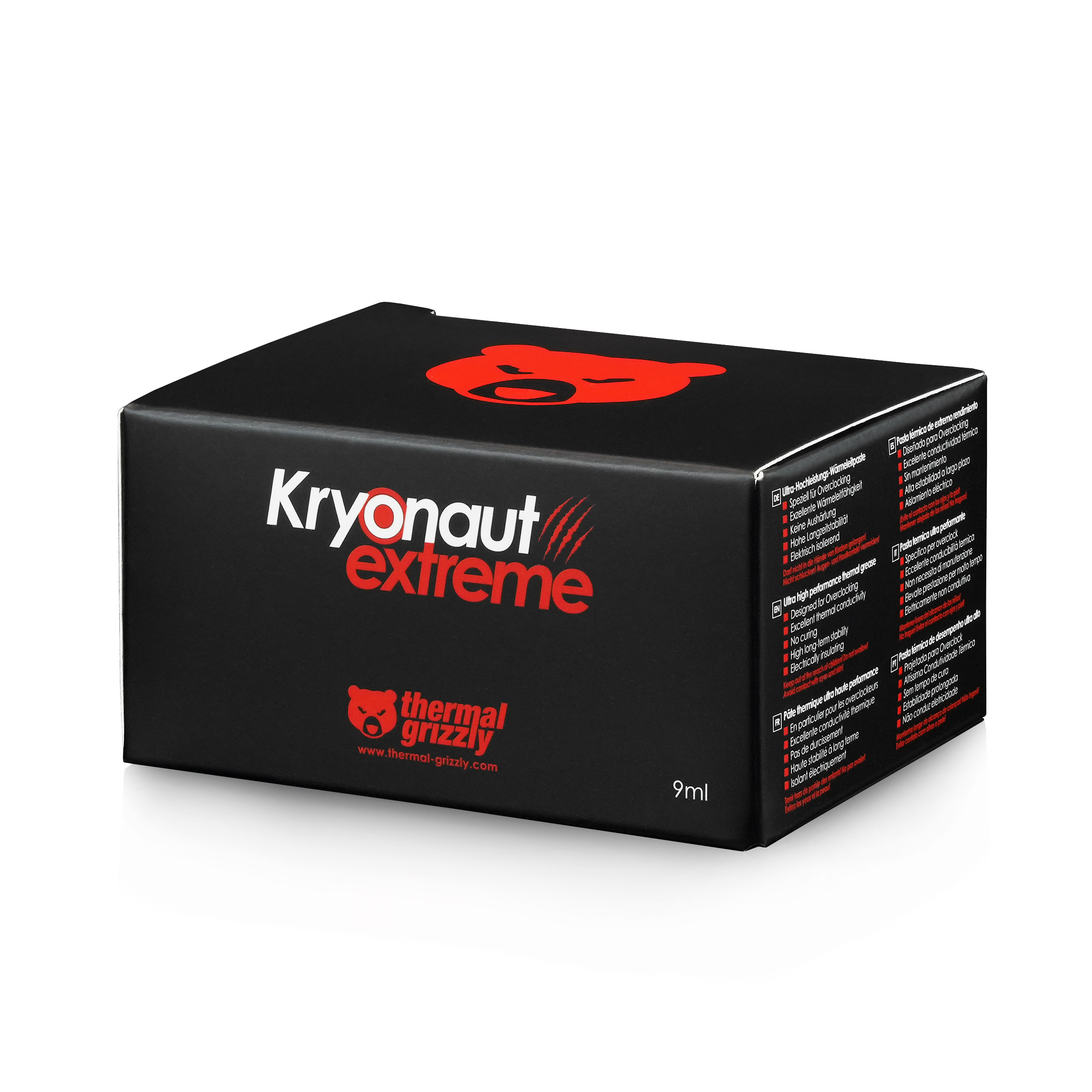 Schwarze Box mit rotem "Kryonaut extreme" Logo und Teddybär-Symbol.