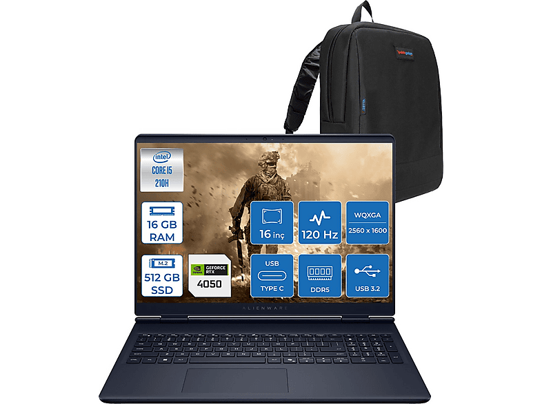 DELL Alienware 16 Aurora DDR5 RTX4050 6 GB 85 W WQXGA AC16250F02