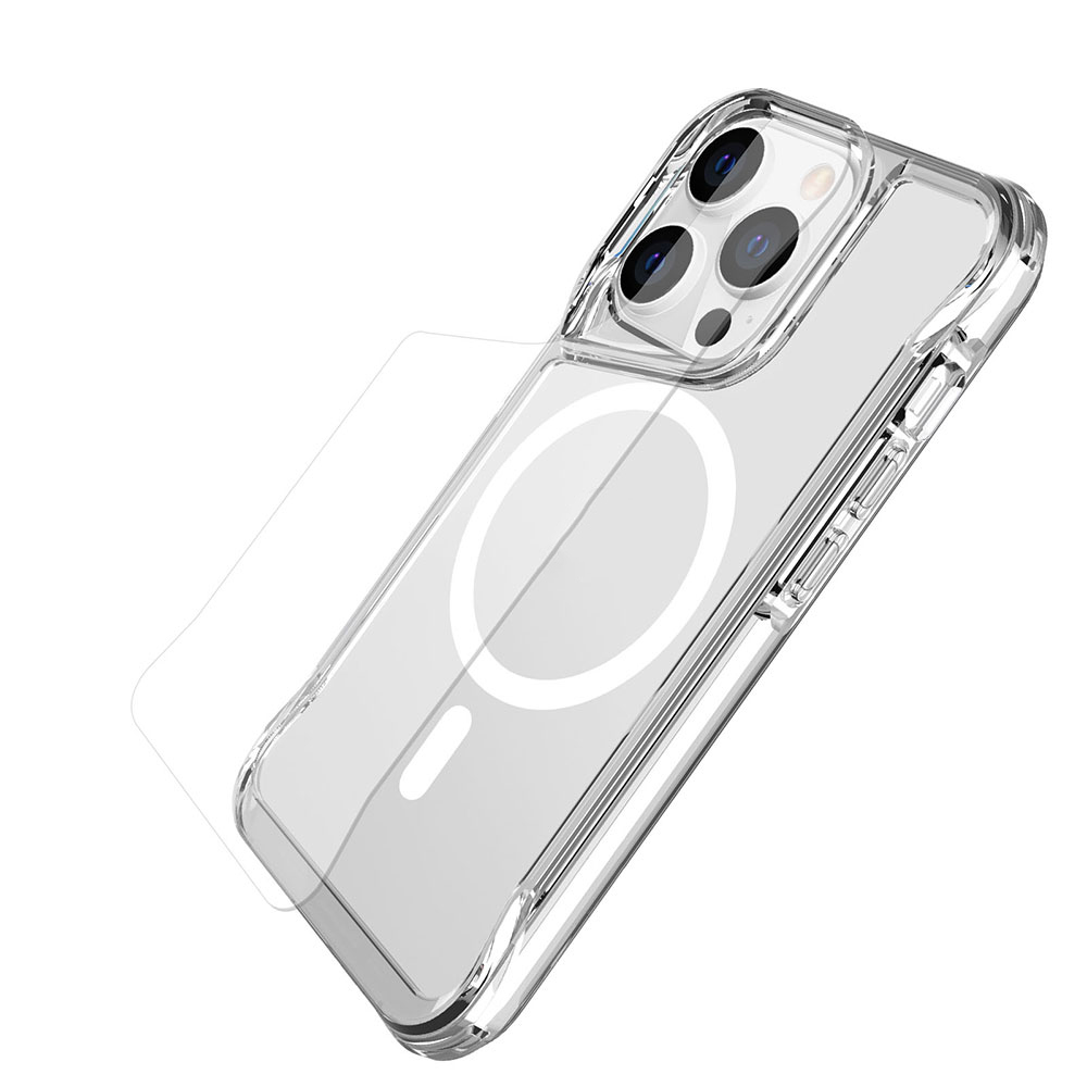 iPhone için manyetik halkalı şeffaf telefon kılıfı.