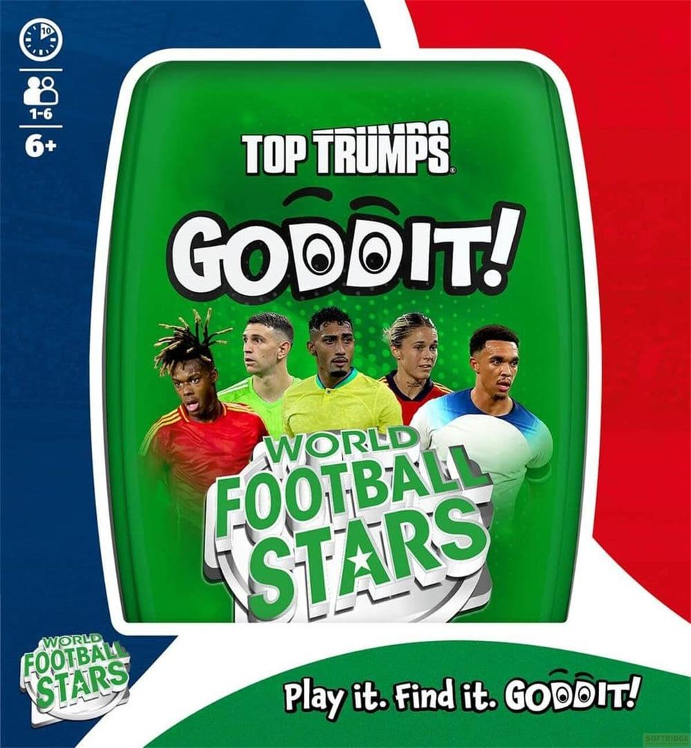 Top Trumps GODDIT! Spiel mit Fußballstars. Alter 6+, 1-6 Spieler.